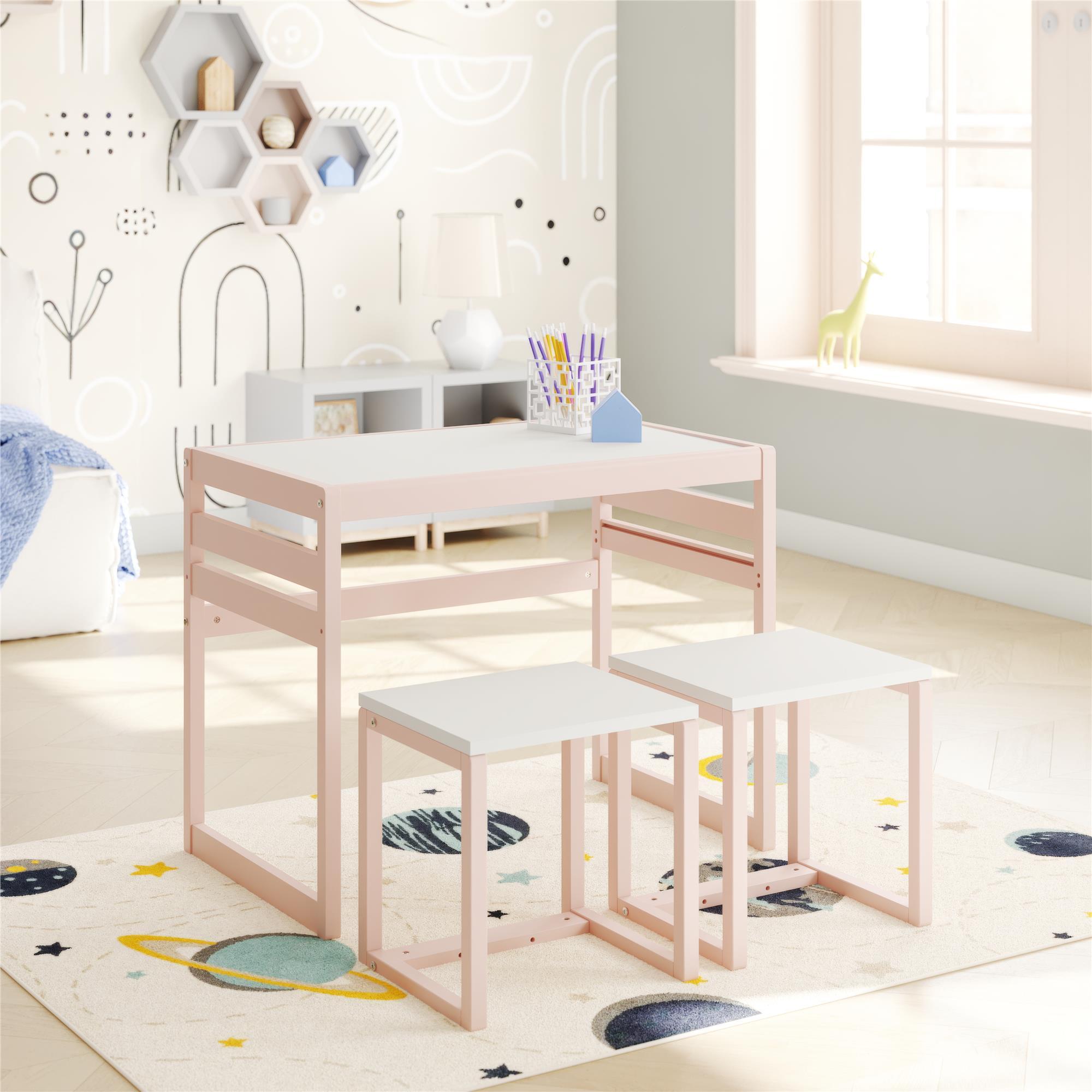 Signy - 3 Piece Activity Table Set - Pink / White