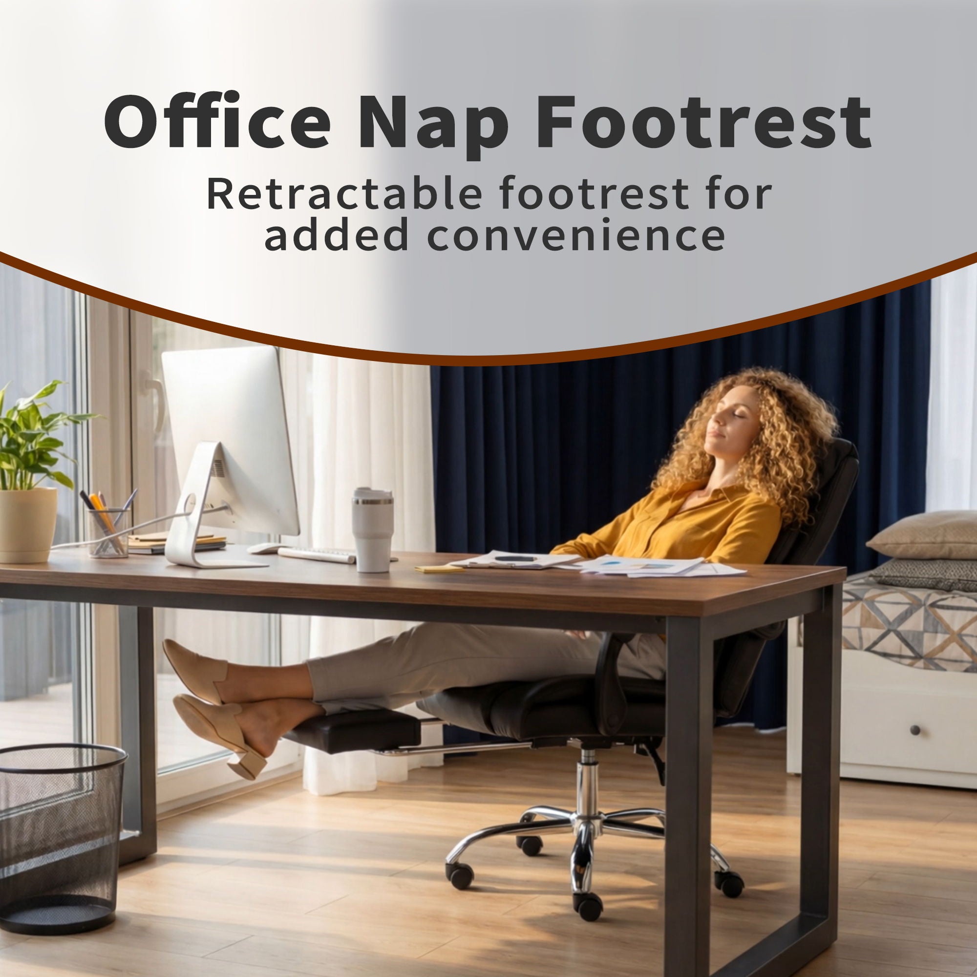 Executive Office Chair With Foot Rest, Adjustable Height - Black