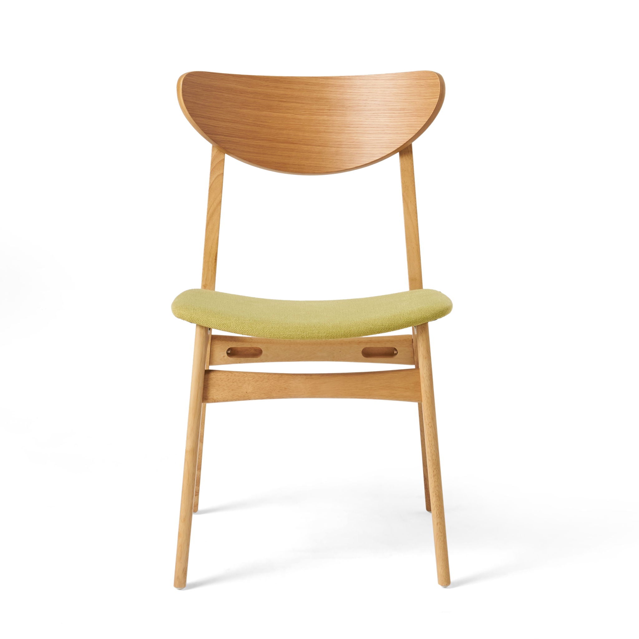 Contemporary Fabric Dining Chair With Wood And Sleek Design - Green