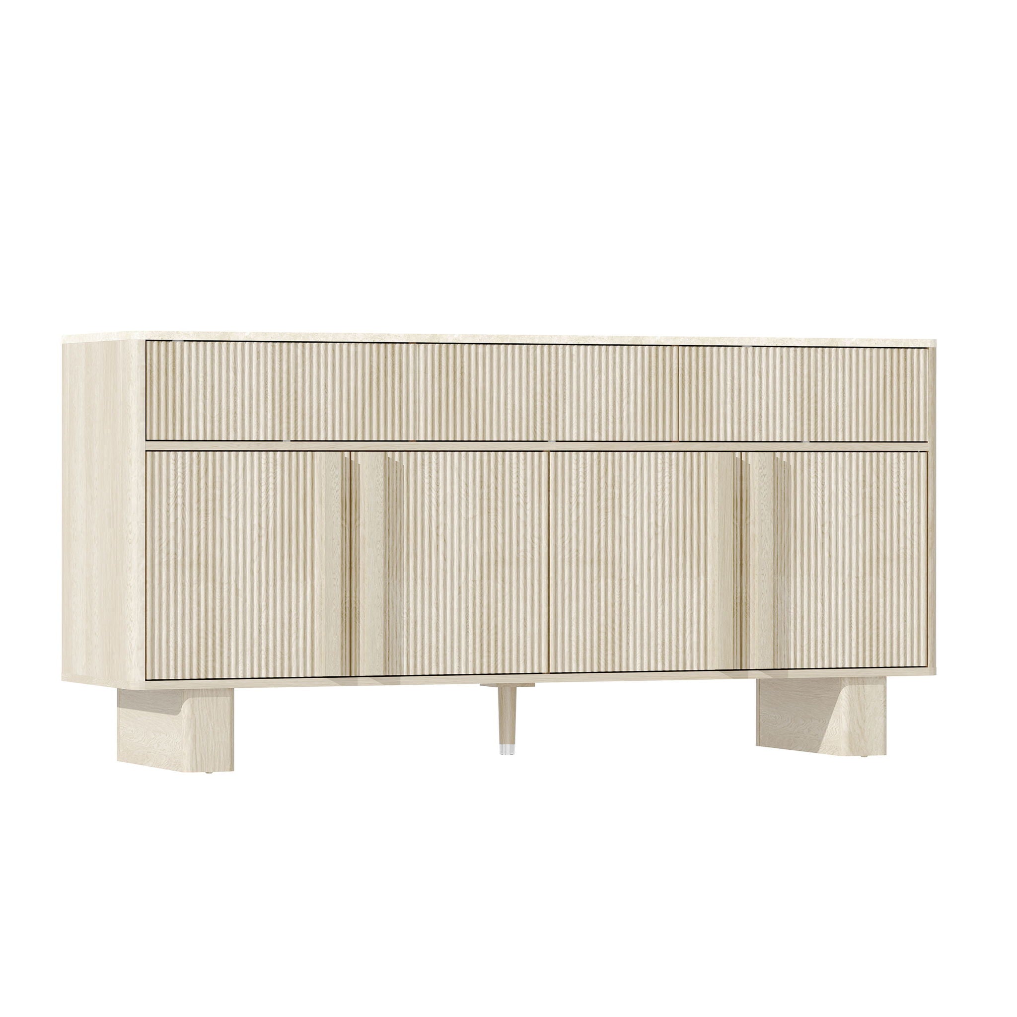 Sideboard Buffet Cabinet With 3 Drawers And 4 Doors For Dining Room