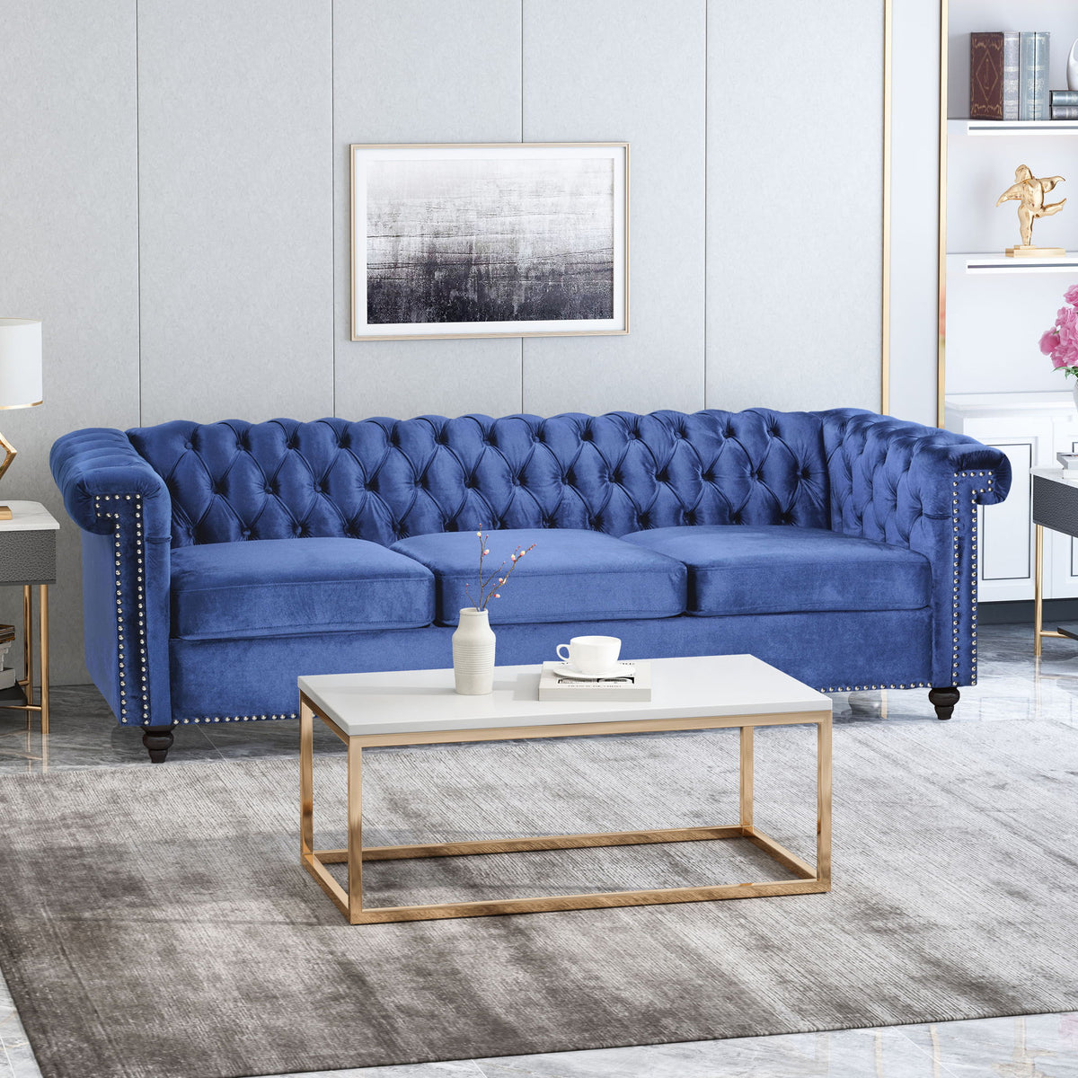 Chesterfield Style 3 Seater Sofa With Deep Button Tufting
