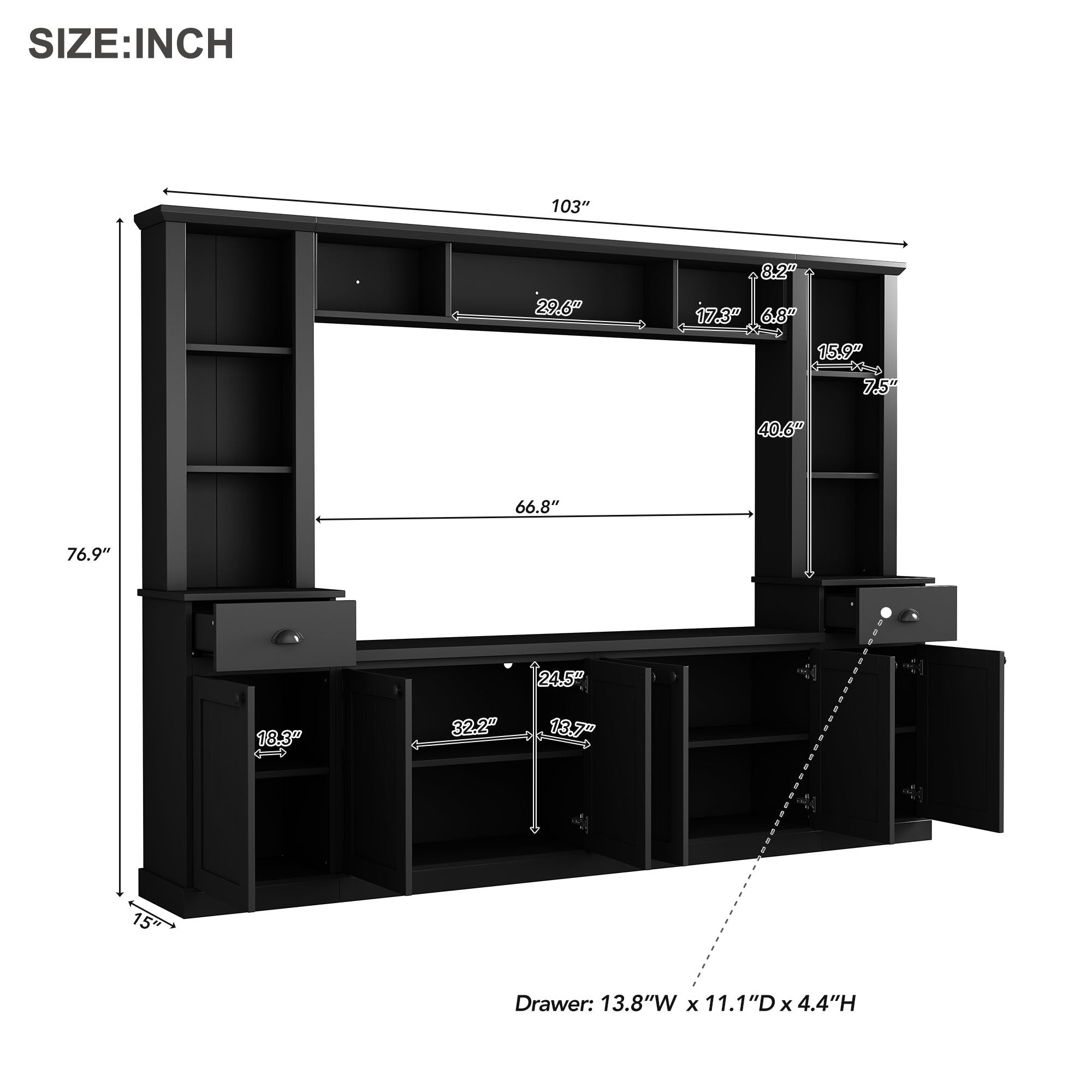Entertainment Wall Unit Set with Bridge for TVs Up to 75&