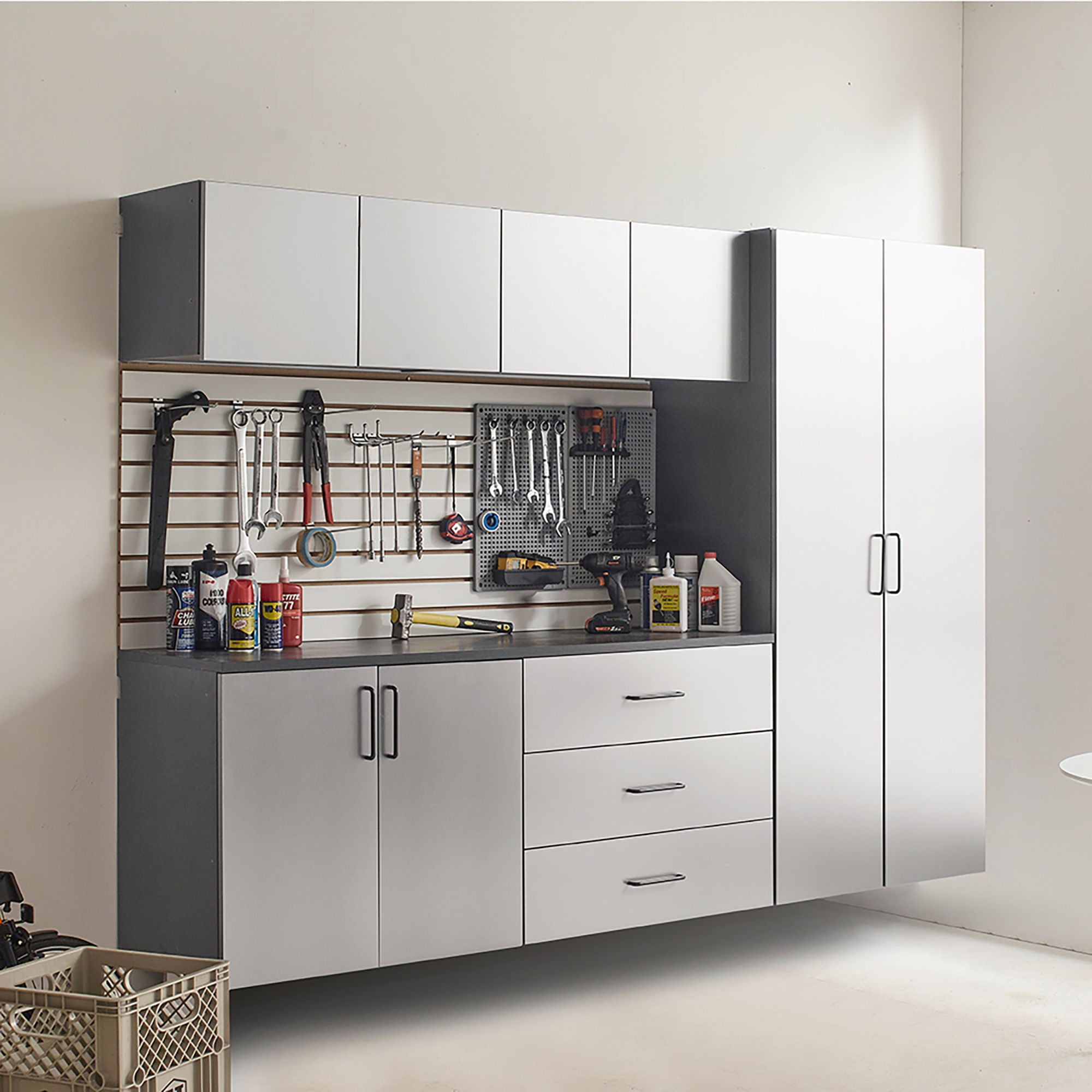 Astro Series - Garage Cabinet Set B With Soft Closing Drawers - Metallic Gray