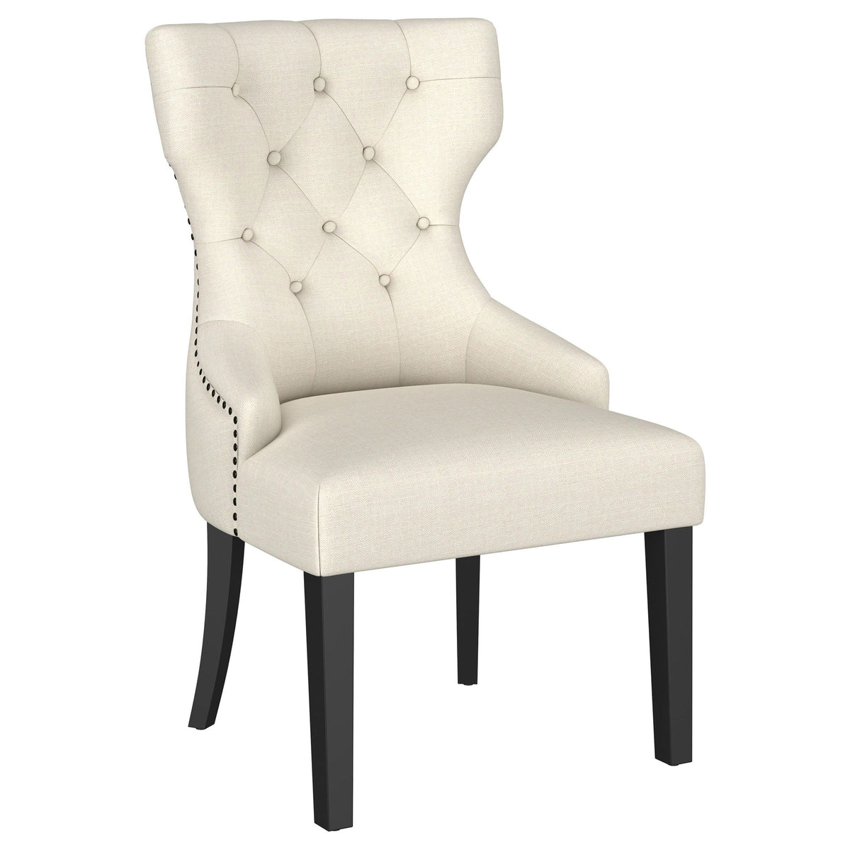 Gillian - Upholstered Dining Side Chair With Wingback Design - Beige / Black