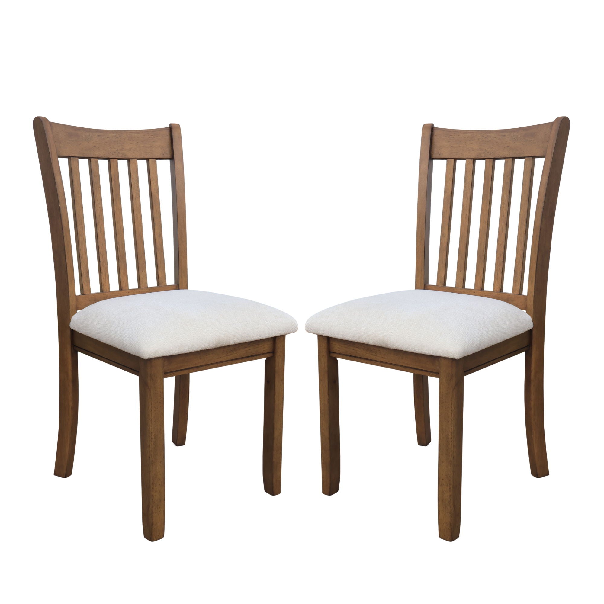 Modern Dining Chair, Wooden Back, Cushion Seats (Set of 2)