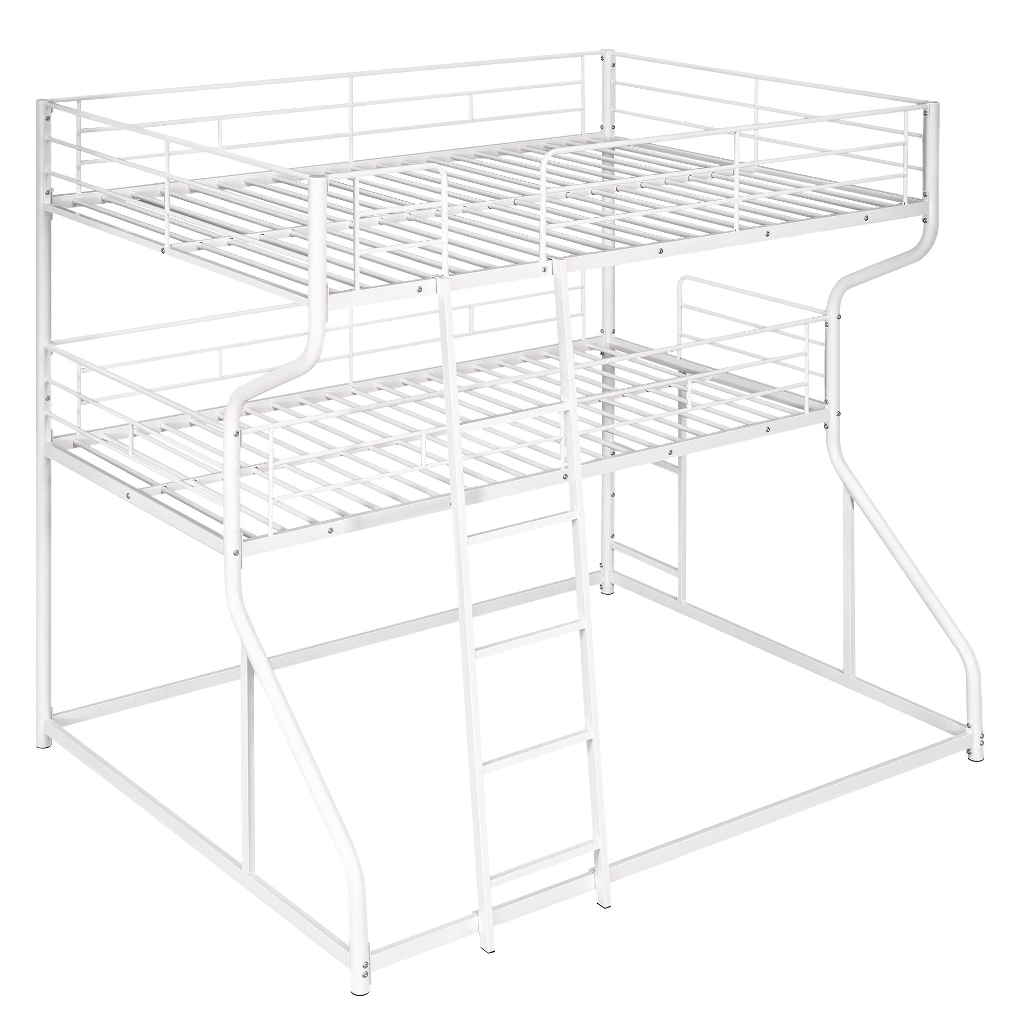 Industrial Triple Bunk Bed With Dual Ladders Frame, Space Saving Design
