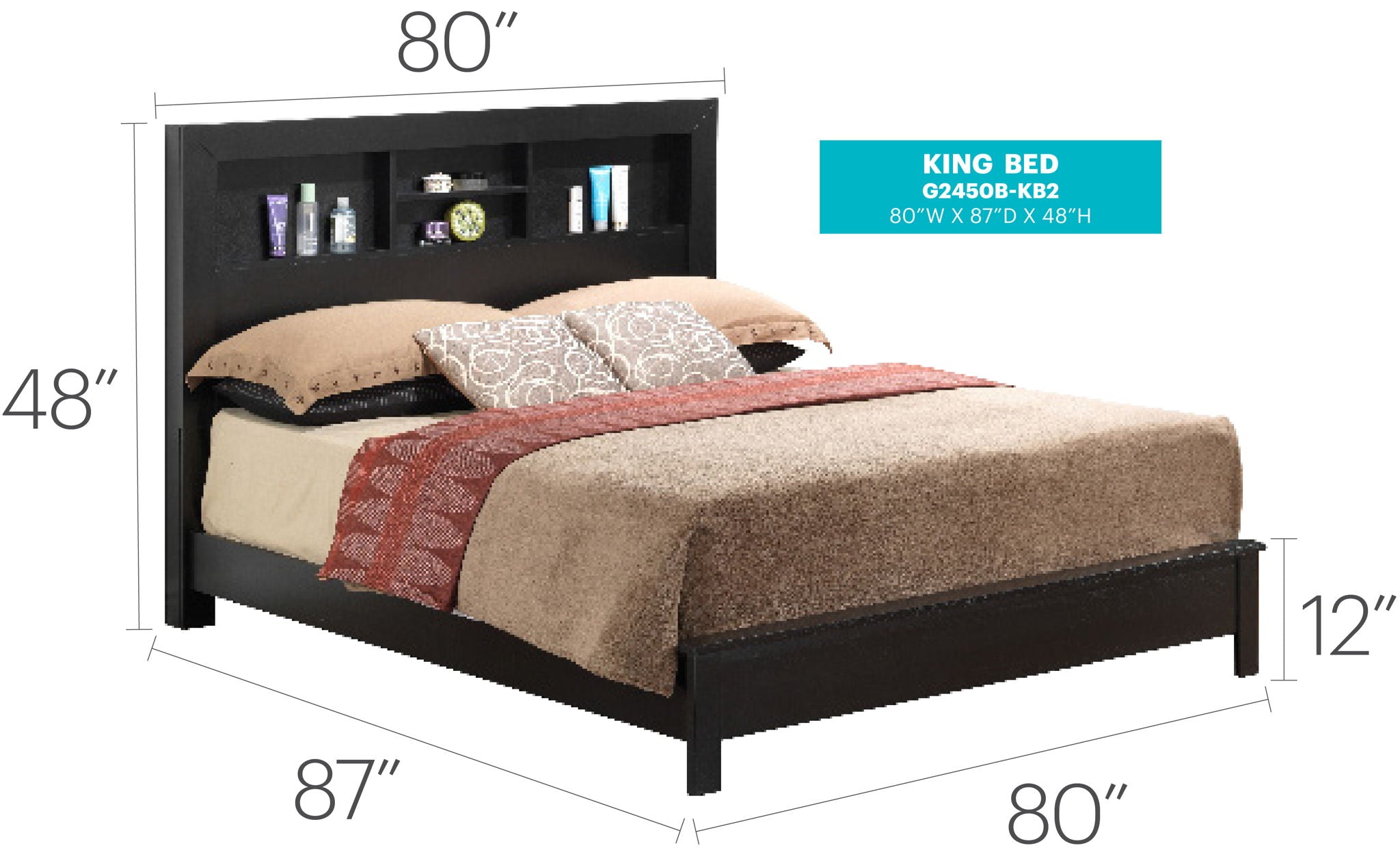 Bed With Transitional Design Stylish