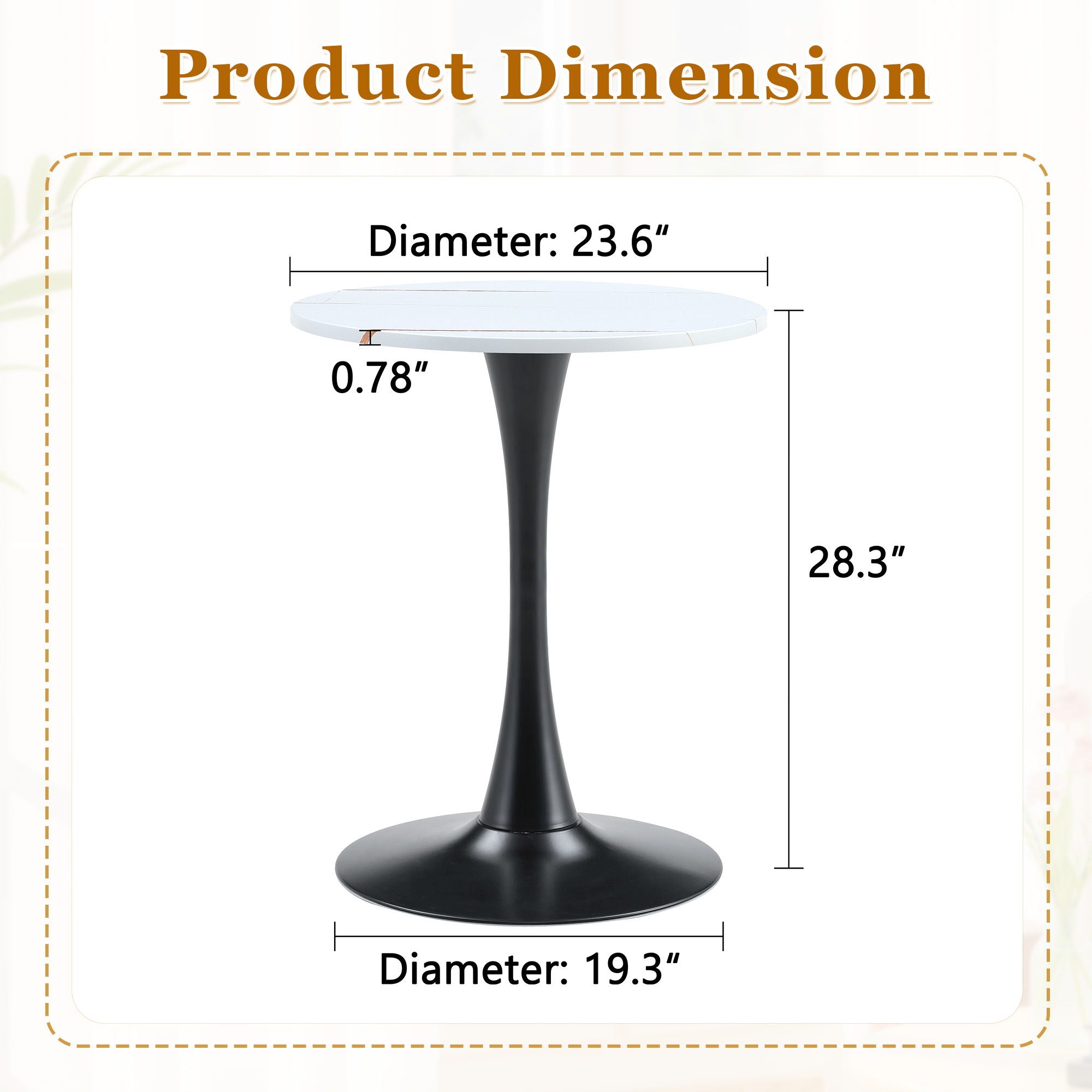 Round Dining Table With Thickened Engineered Wood Top And Metal Pedestal, 23.6" Diameter For Kitchen, Living Room, Small Spaces