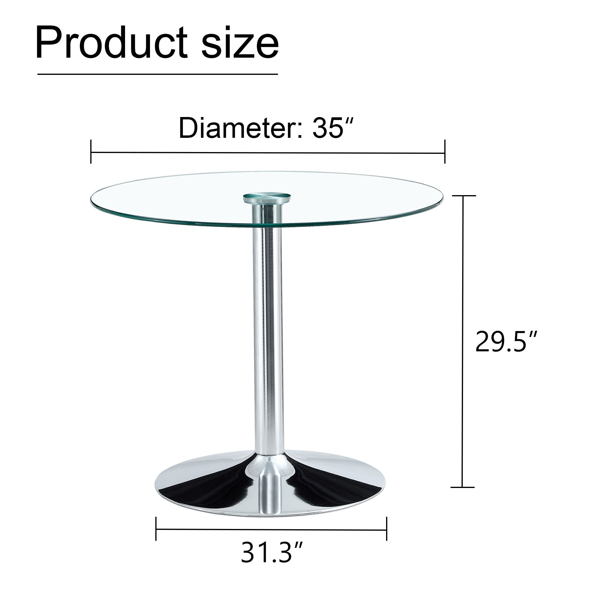 Modern Minimalist Round Dining Table With Glass Top