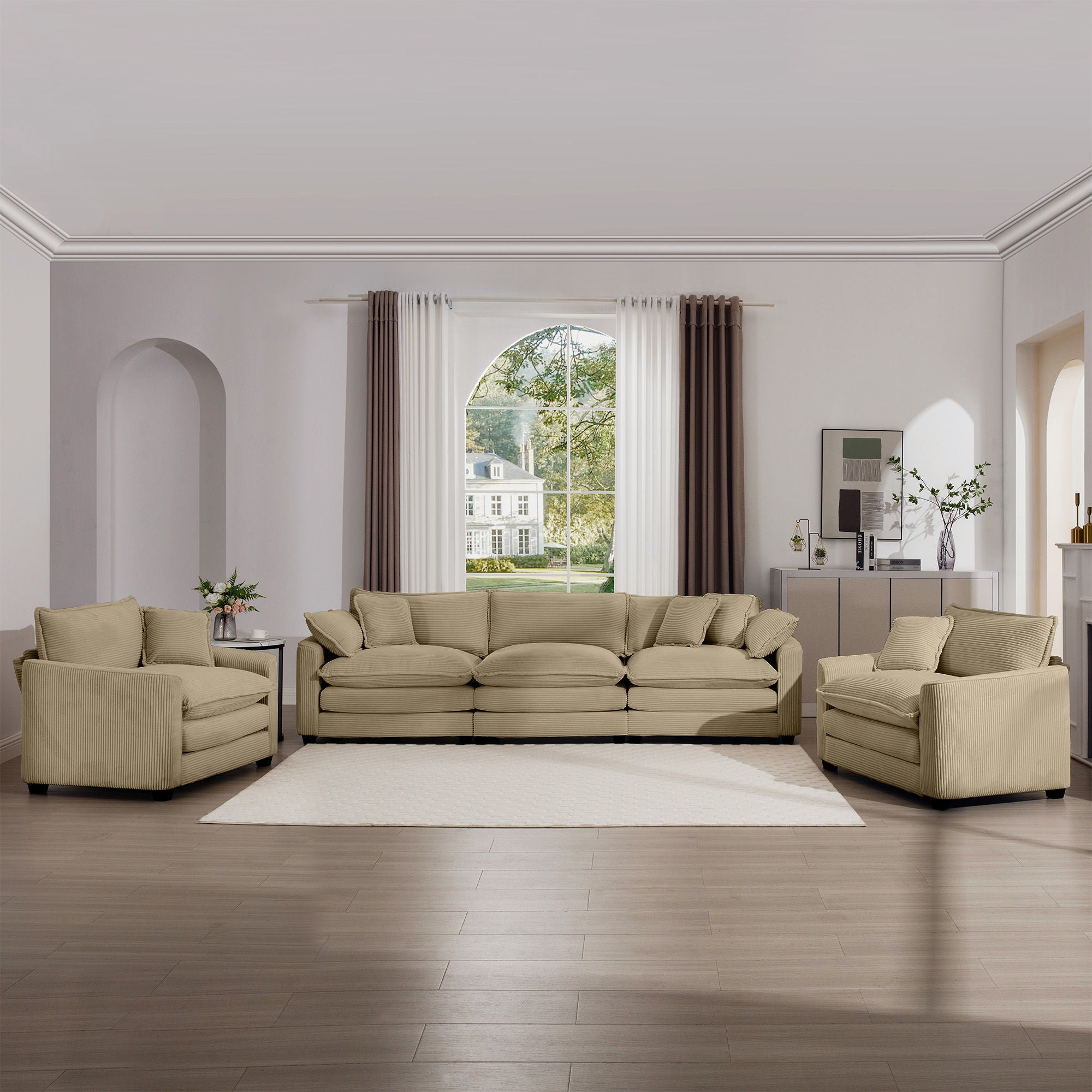 Elegant Oversized Sectional Sofa Set With Deep Seats And Flexible Layout