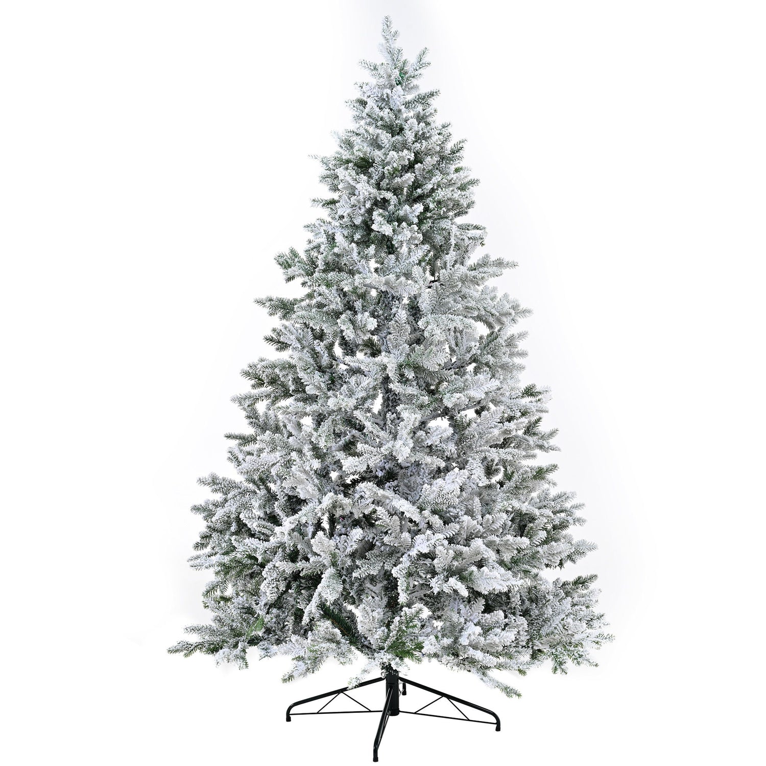 7Ft Snow Flocked Hinged Artificial Christmas Tree With Fluffy Branches And Snow Tips - White