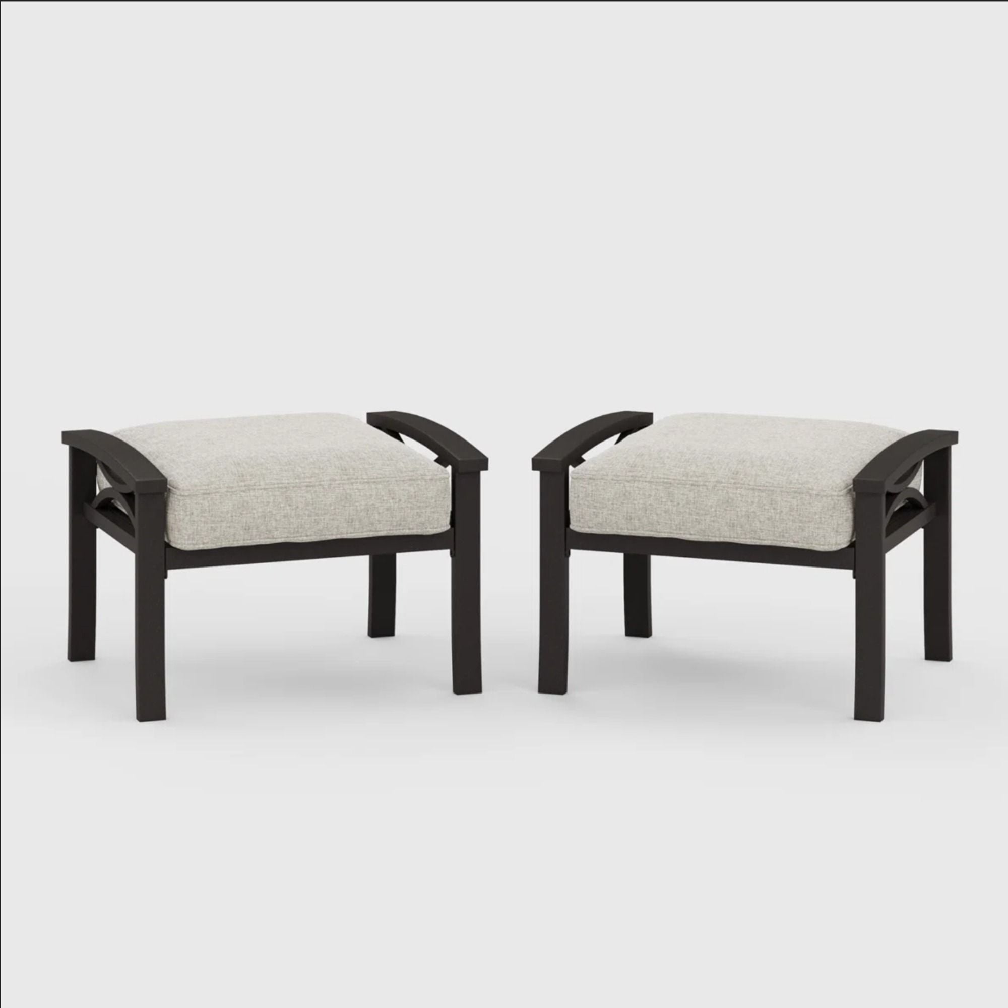 Modern All-Weather Ottomans With Cushions (Set of 2)