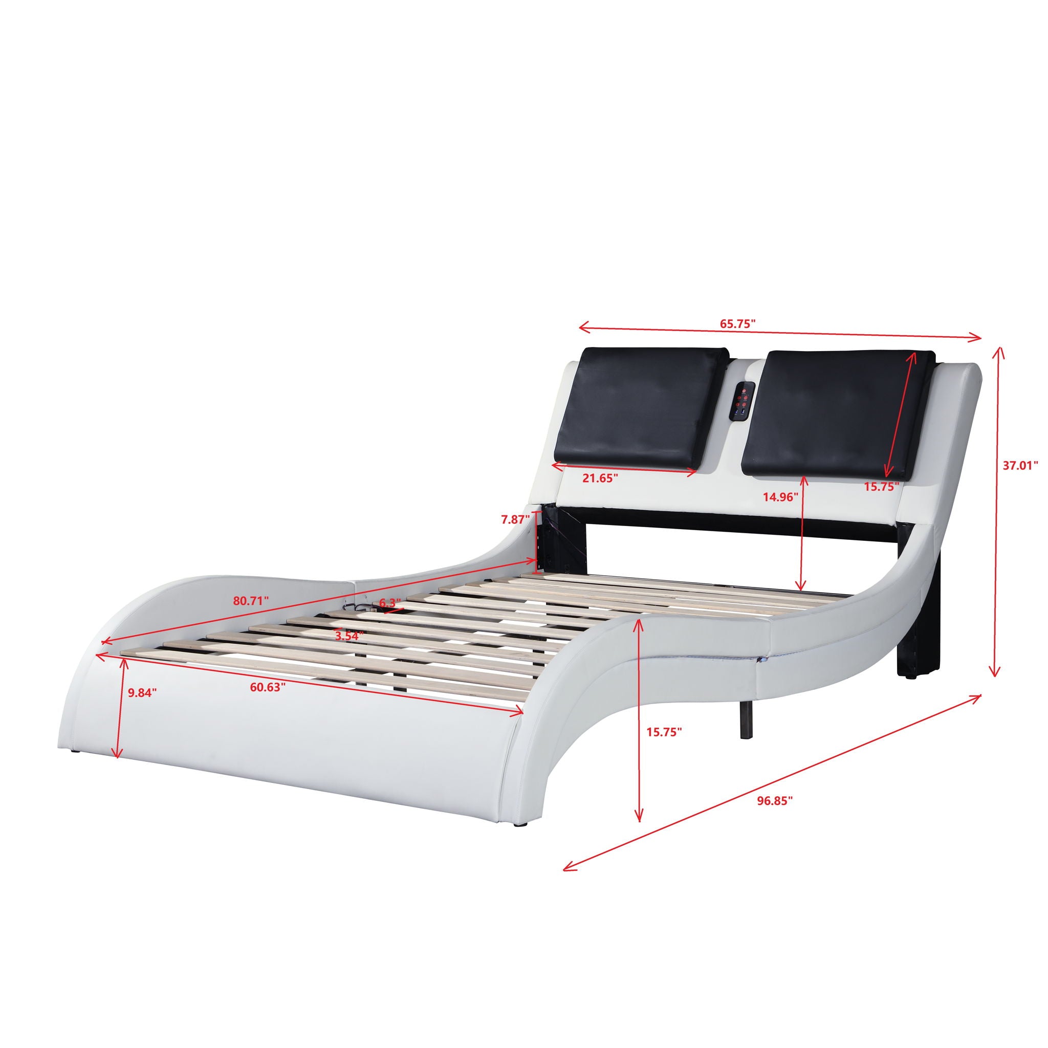 Platform Bed Frame With LED Lighting, tooth Music, Vibration Massage