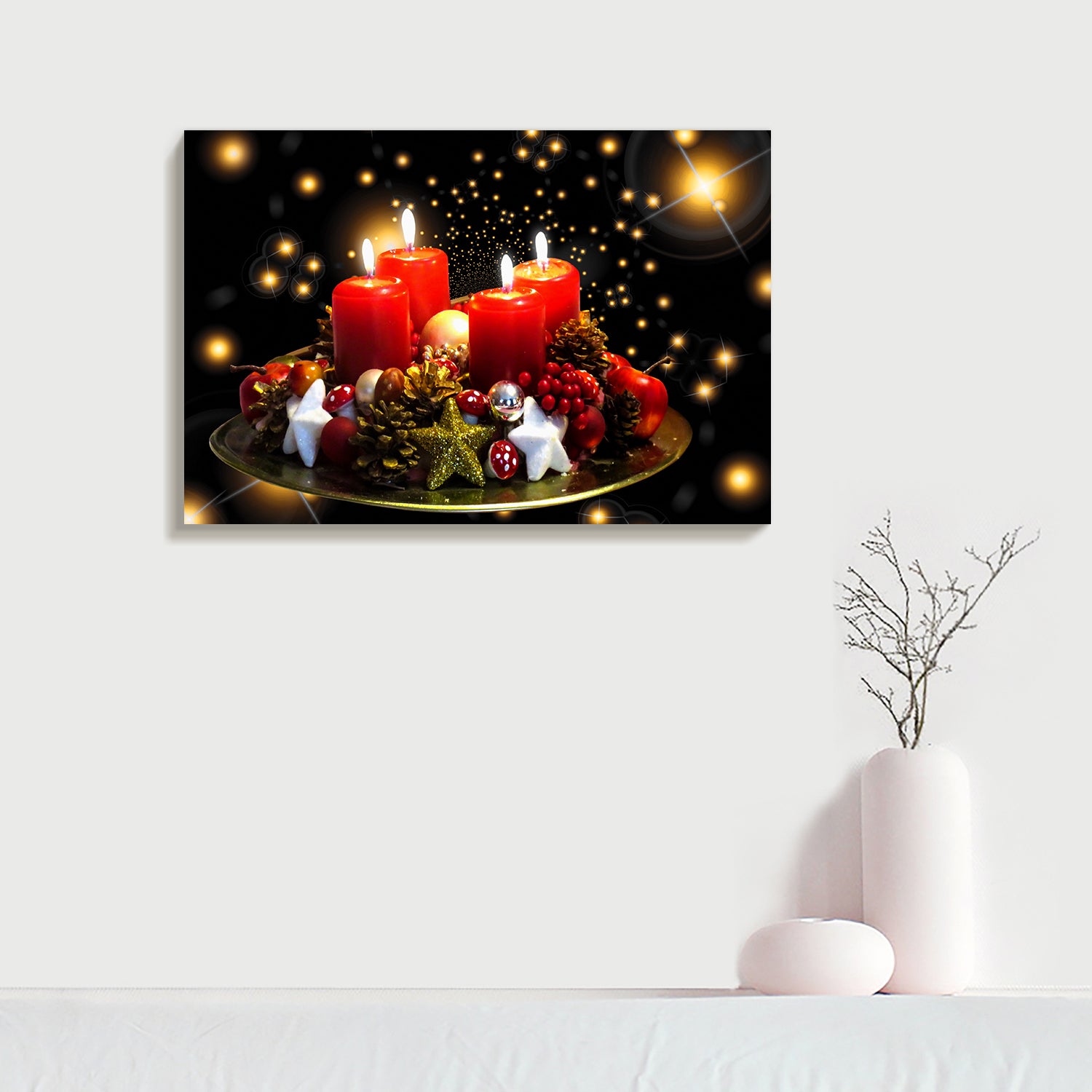 1pcs Drop-Shipping Christmas Winter Wall Art Festival Paintings Decorations Party Picutres Gift Poster for Home Wall Decor Framed-4832in- Thickness 1.5inch
