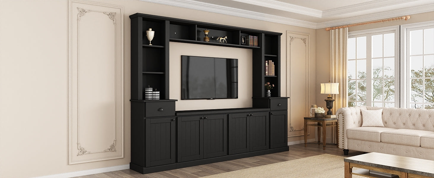 Entertainment Wall Unit Set with Bridge for TVs Up to 75&