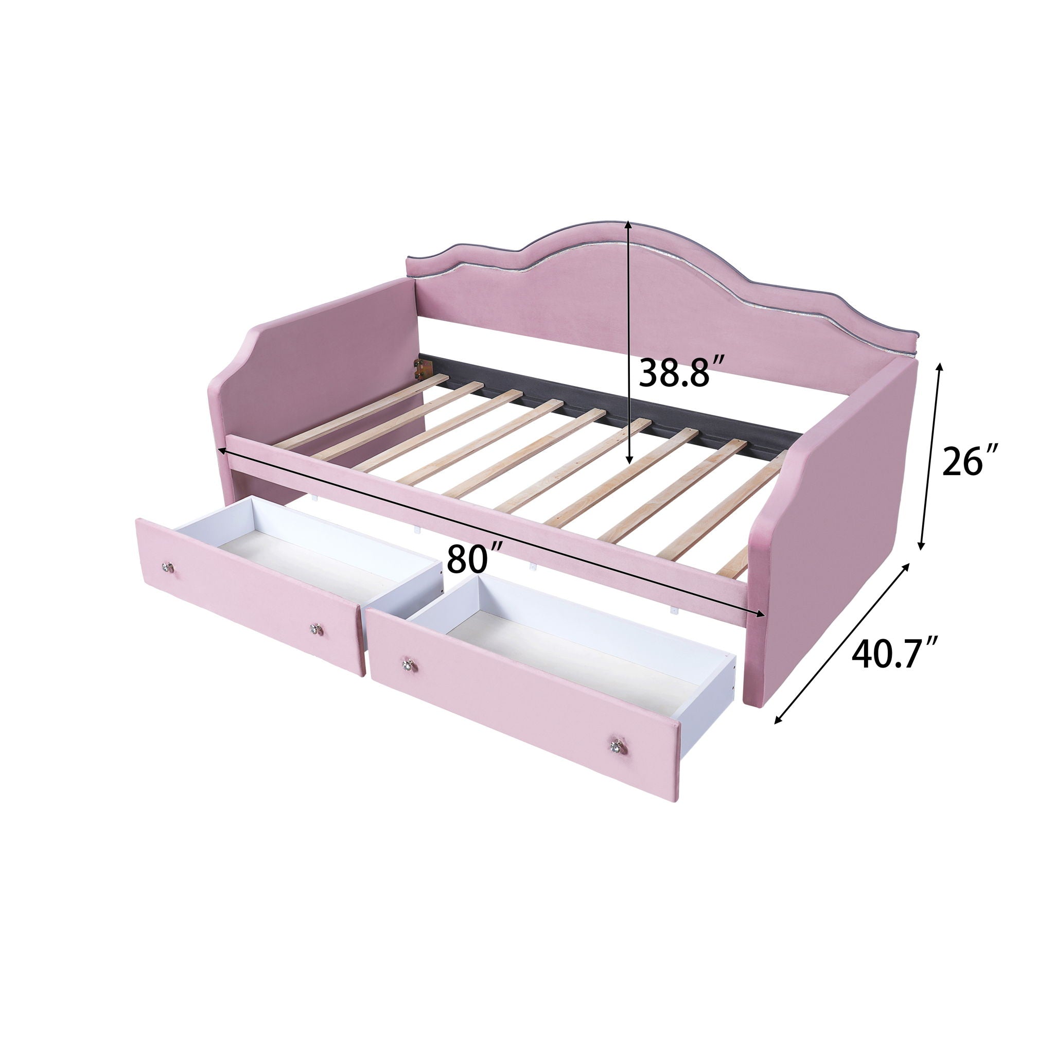 Upholstered Daybed With LED Lights And 2 Drawersme