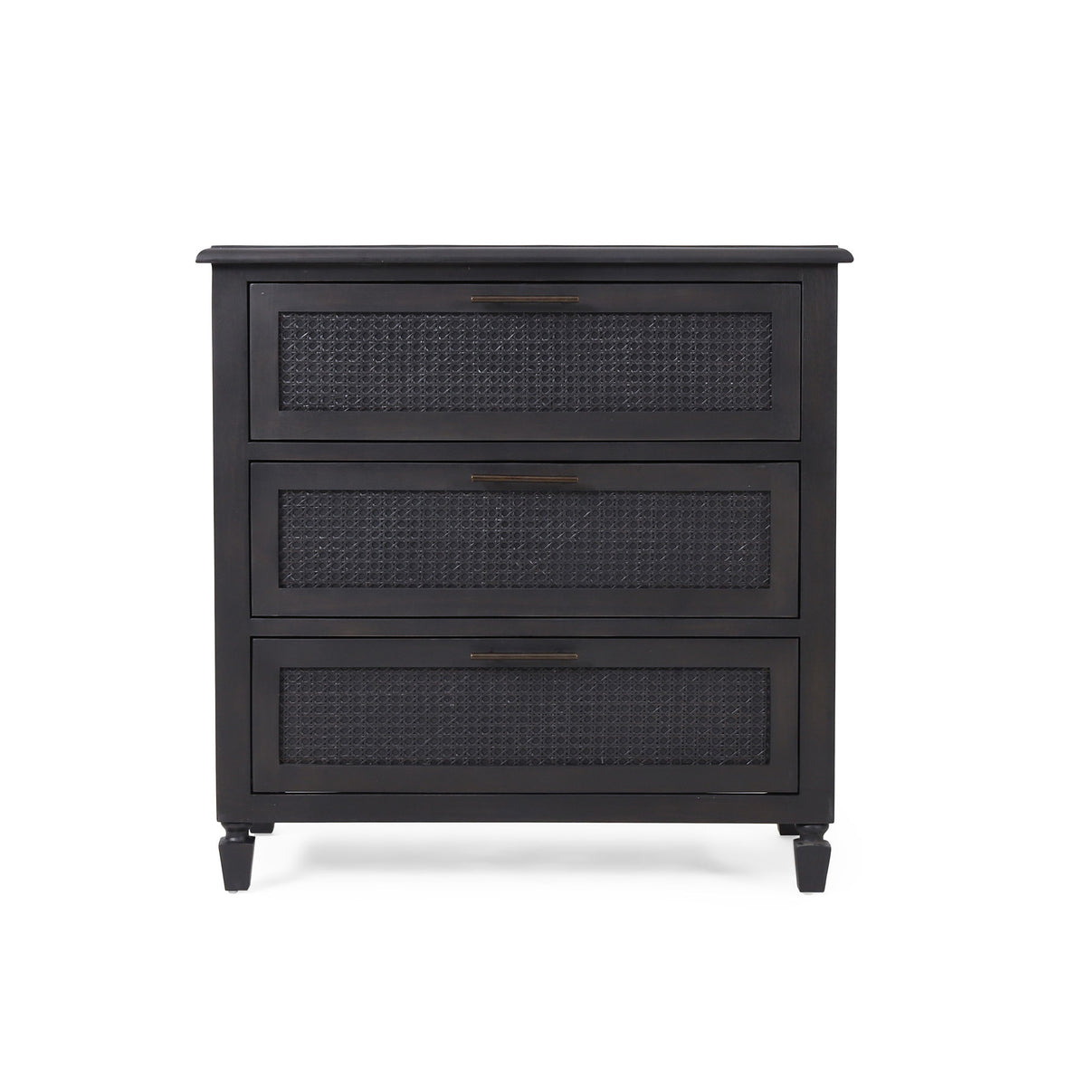 Newell - Cane 3 Drawer Dresser - Dark Gray