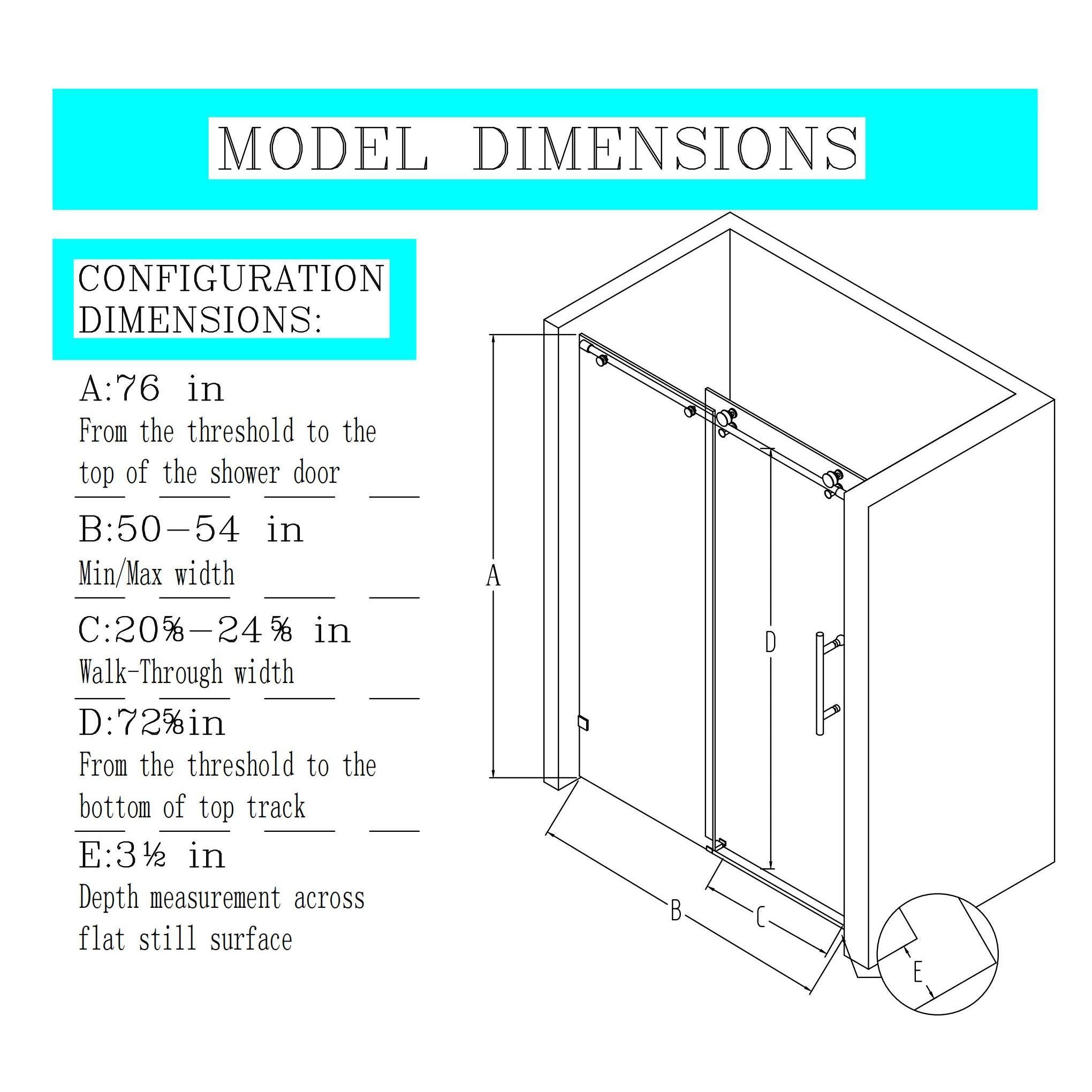 Frameless Single Sliding Soft Close Shower Doors, 5/16" Sgcc Tempered Glass