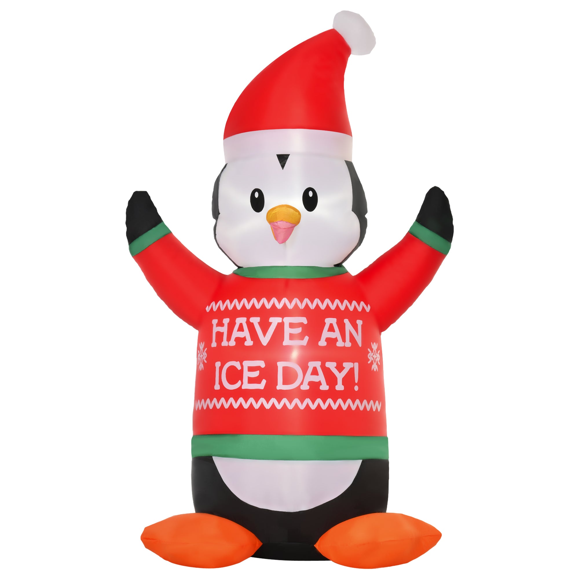 HOMCOM 6ft Christmas Inflatables Outdoor Decorations Penguin Wearing Christmas Sweater, Blow-Up Yard Christmas Decor with LED Lights Display