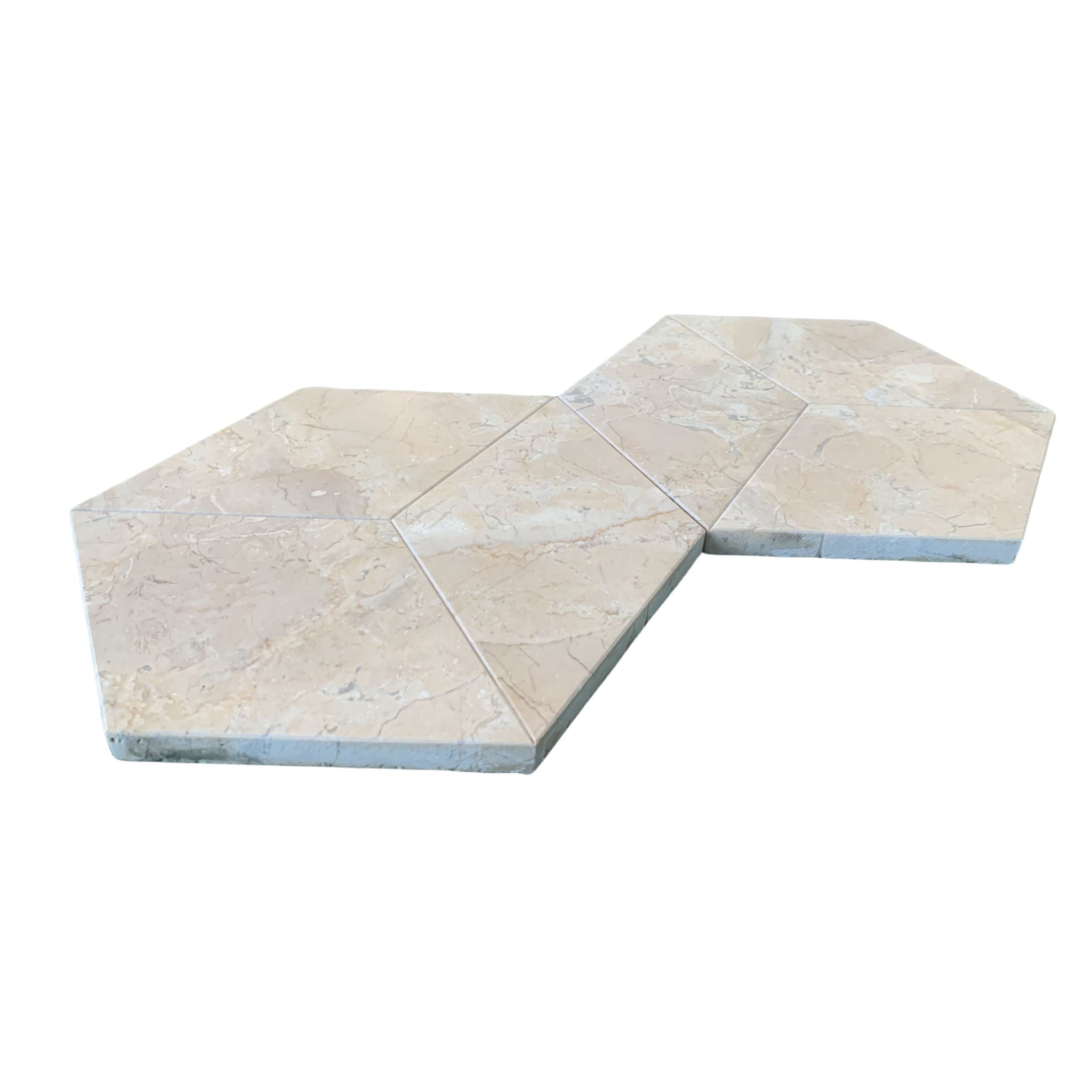 Hexagon Marble Tile For Floor And Wall Honed Stone 1 Box With (Set of 12) - Beige / Gold