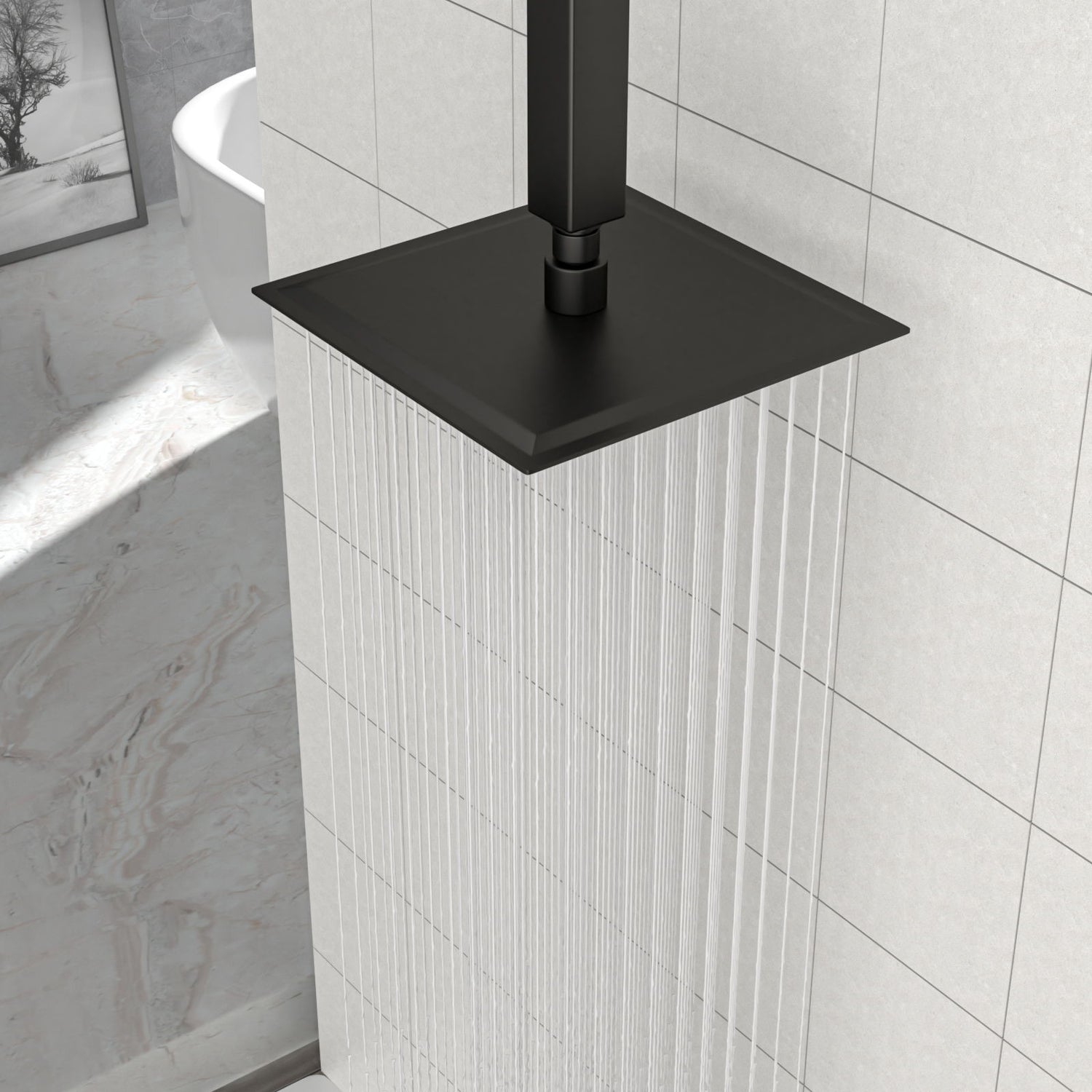 8" Square Rain Shower Head, Ceiling / Wall Mount Stainless Steel Bath Fixture