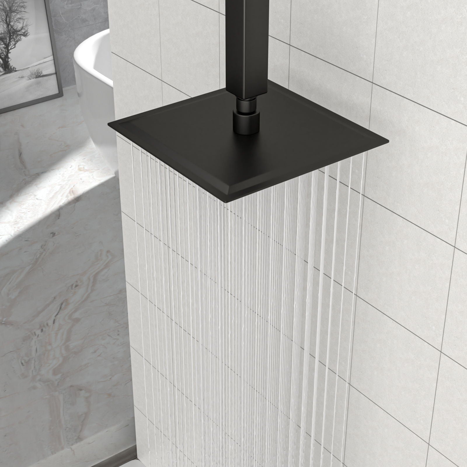 8" Square Rain Shower Head, Ceiling / Wall Mount Stainless Steel Bath Fixture