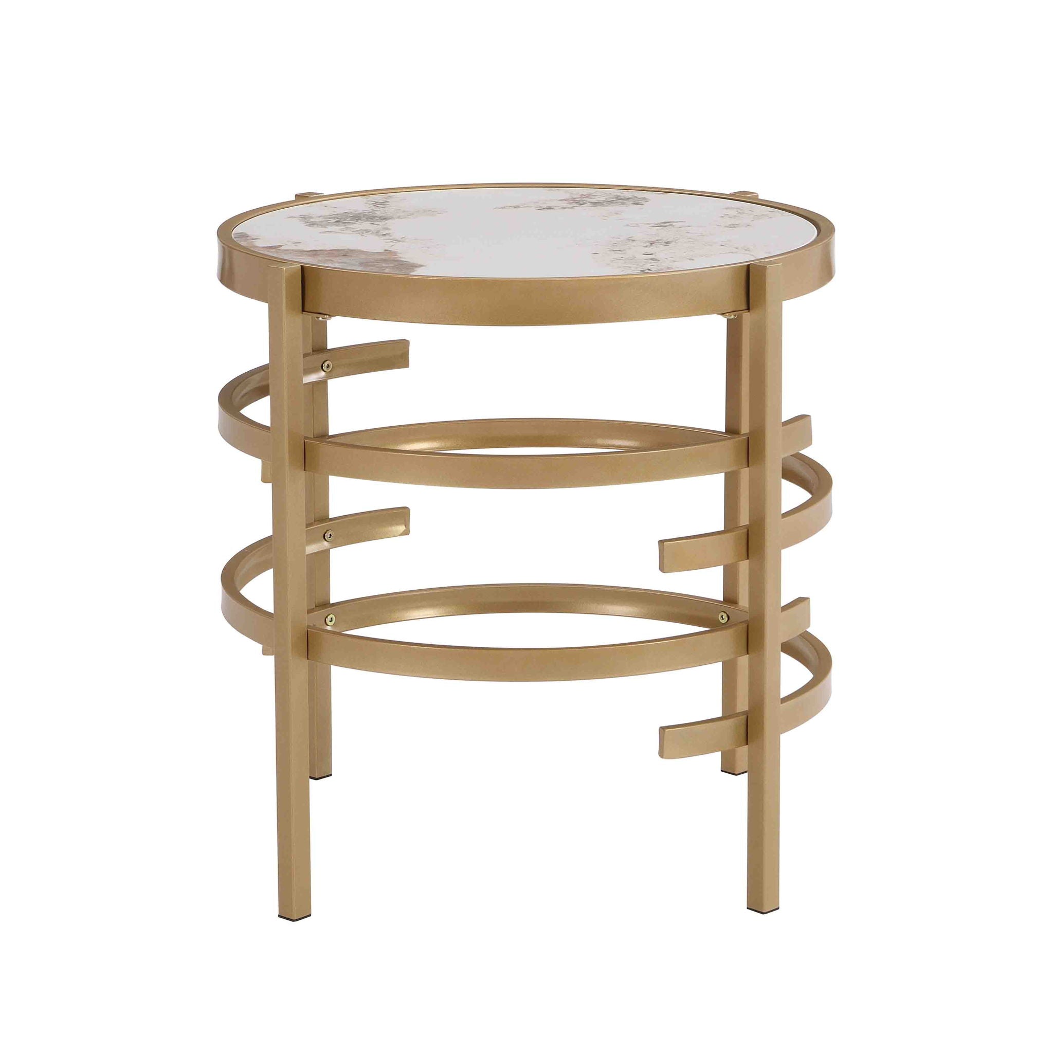 Round Table With Sintered Stone Top And Sturdy Metal Frame