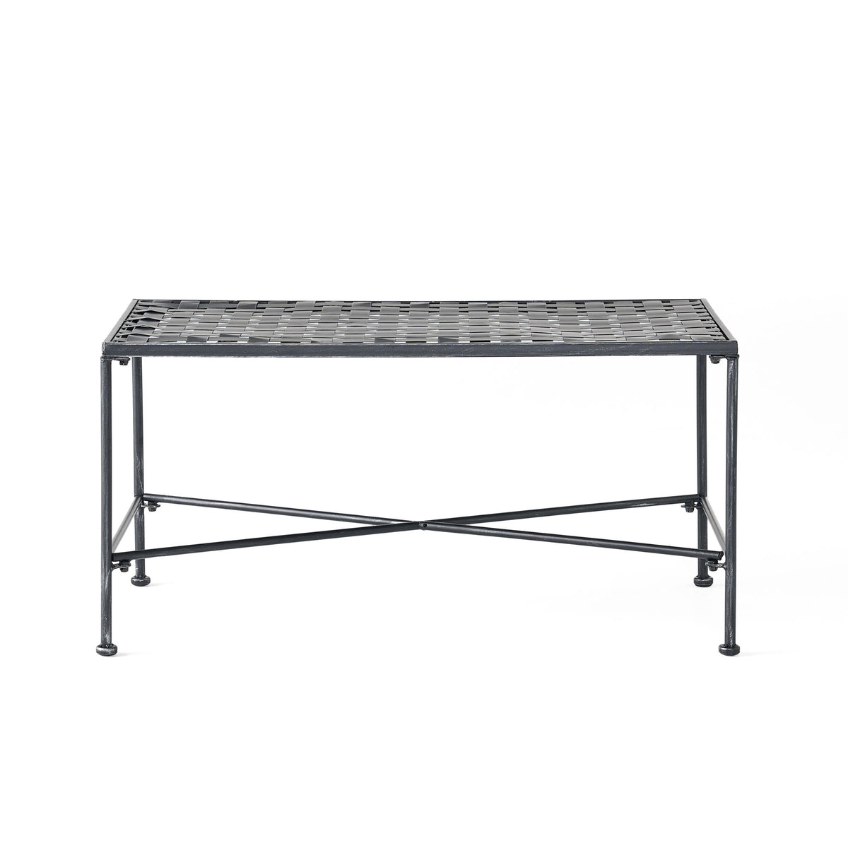 Luna - Outdoor Iron Coffee Table - Black Brush Silver