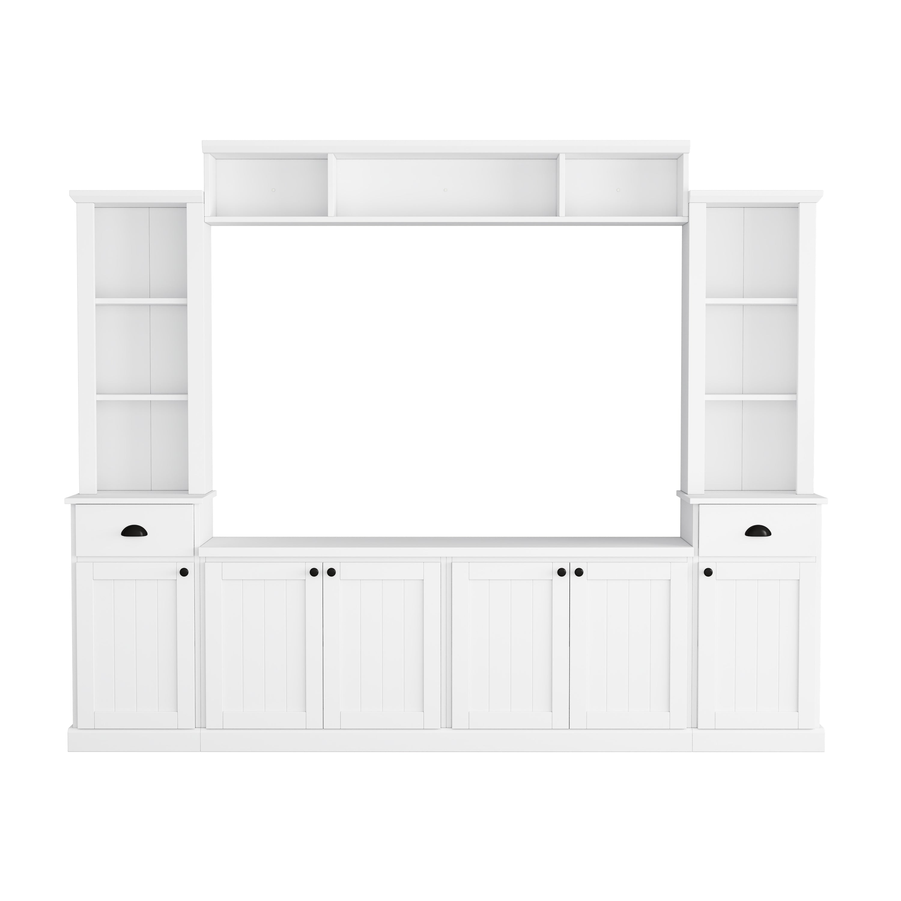 ON-TREND Minimalist Entertainment Wall Unit Set with Bridge for TVs Up to 75&