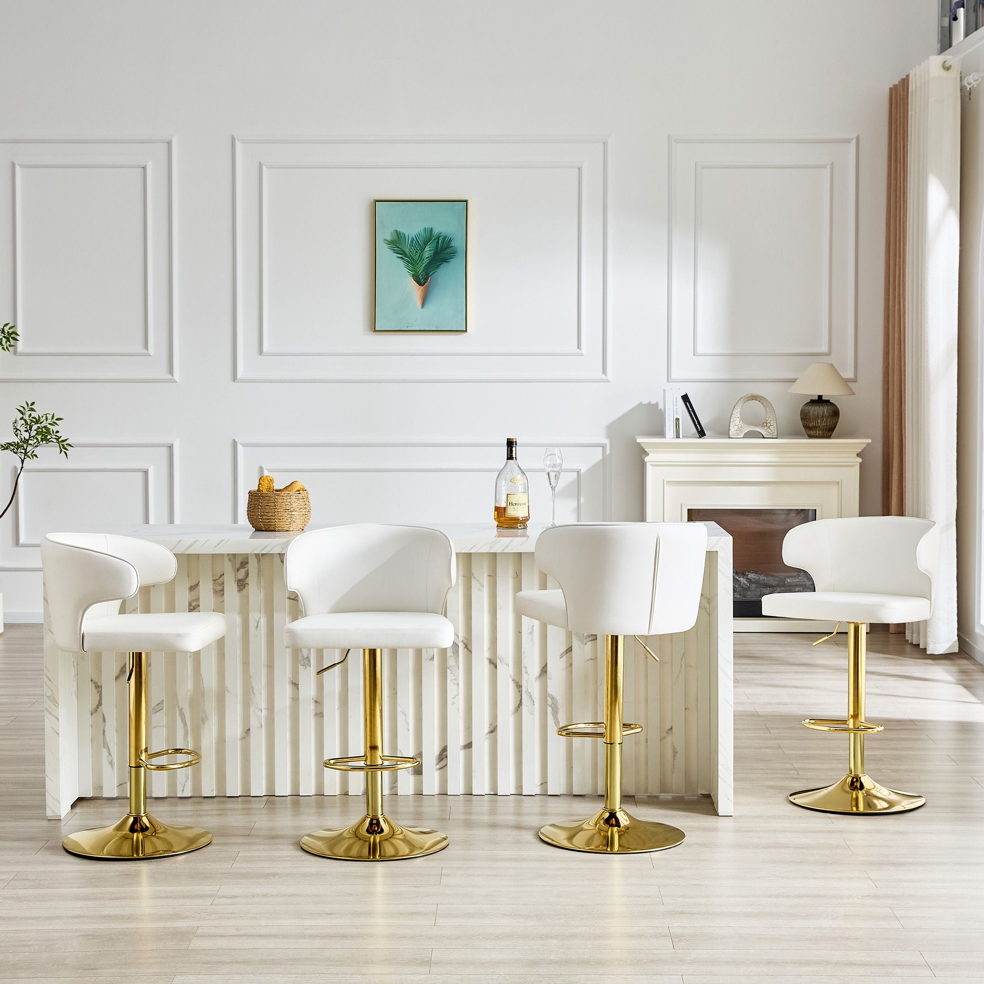 Adjustable Swivel Bar Chair With High Back Support