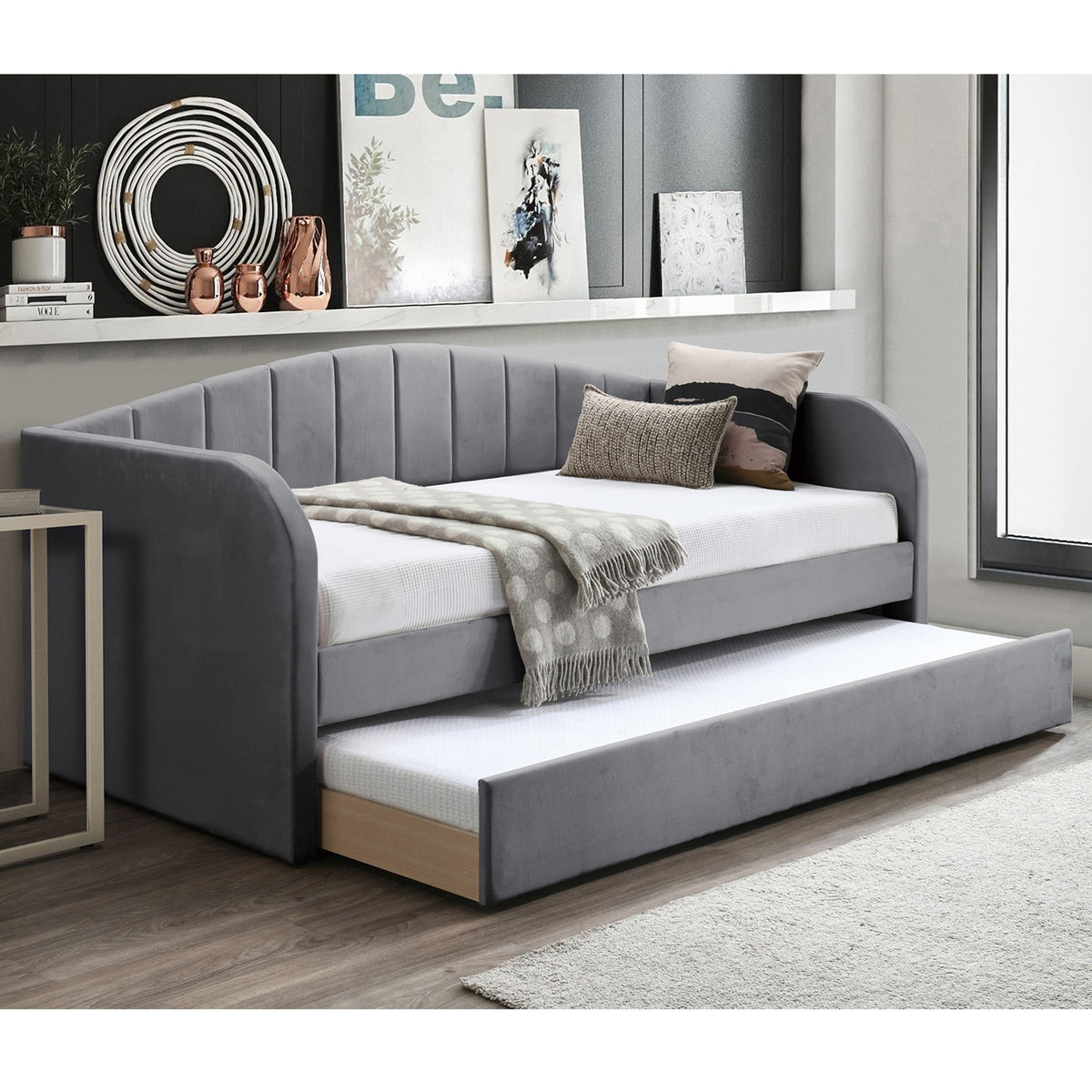 Daybed Trundle With Slat Support - Gray