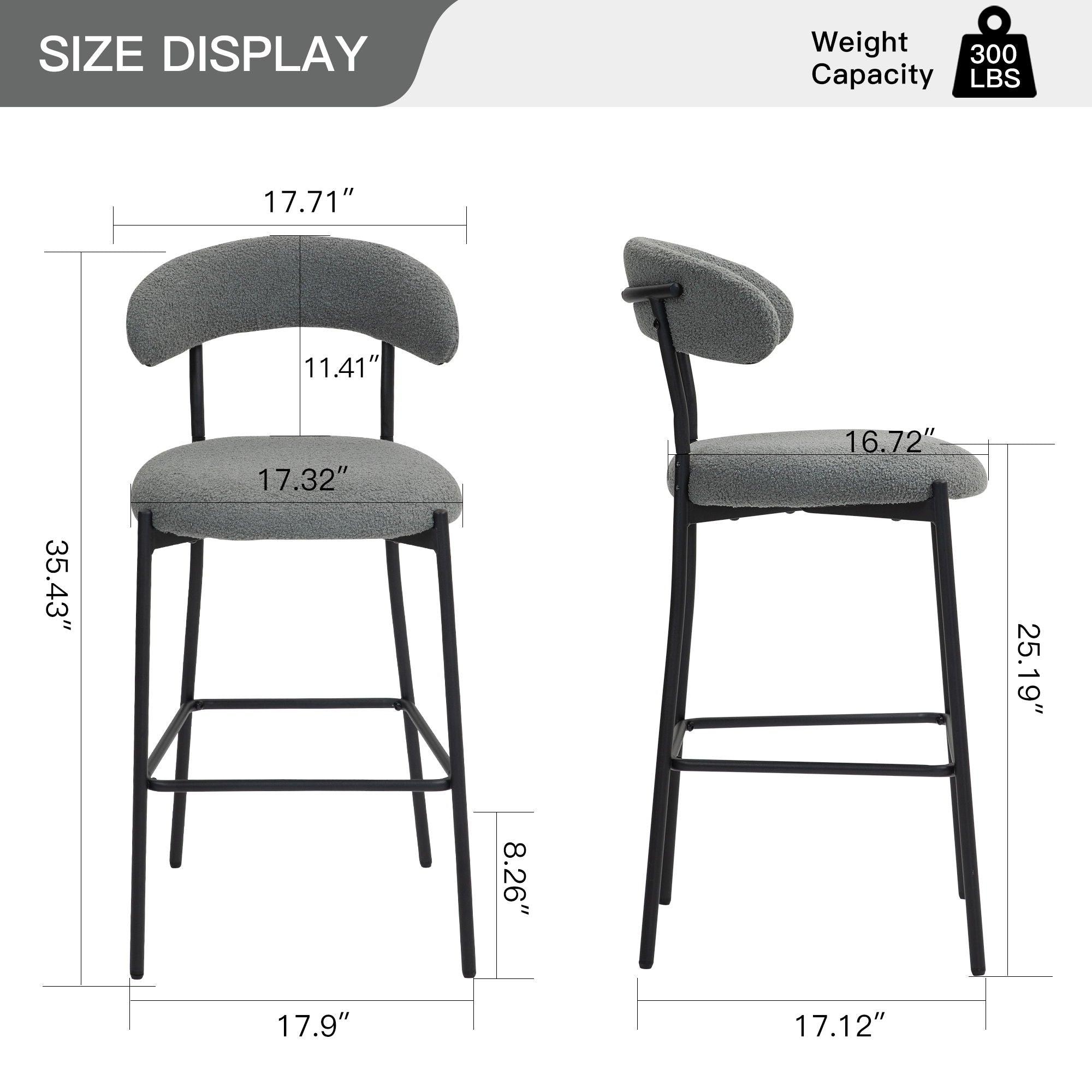 Counter Height Bar Stools With Powder Coating Base And Footrest