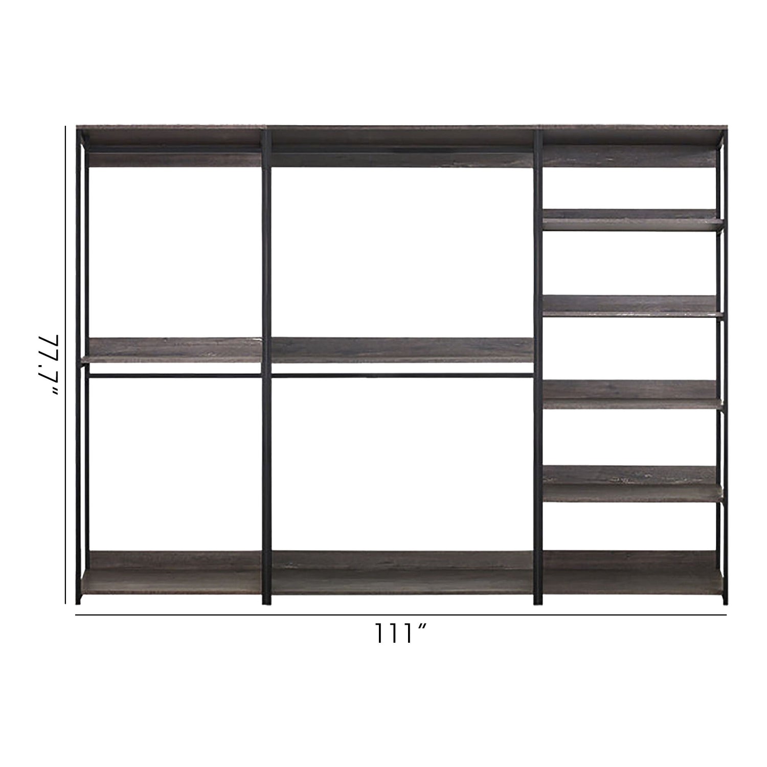 Monica - Wood Walk In Closet System With Spacious Drawer In Wood And Metal Frame - Gray