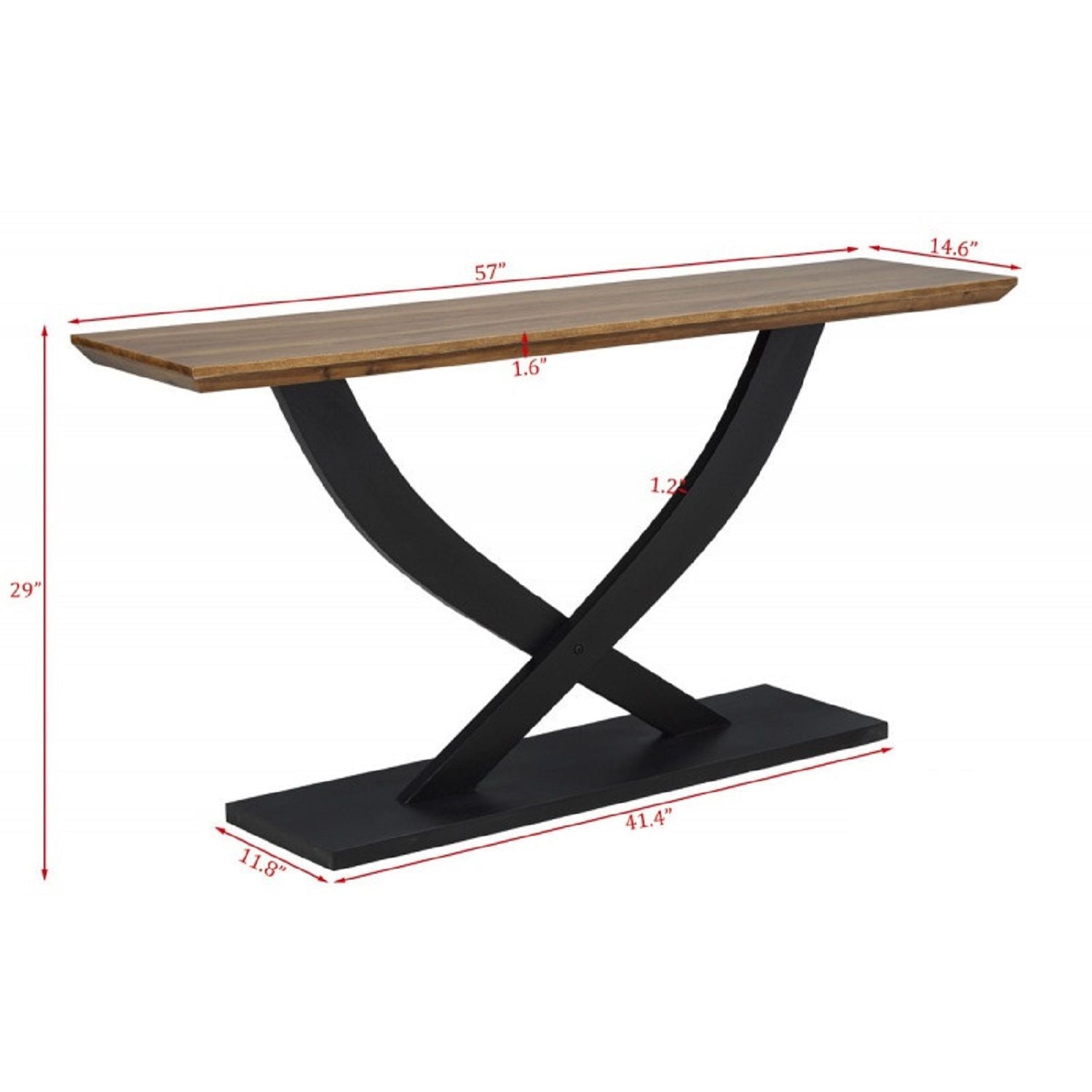 Entryway Console Table With Cross Legs Design - Natural / Espresso