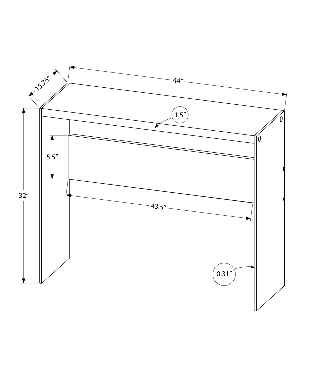 Accent Console Table For Entryway, Glossy Spacious Surface