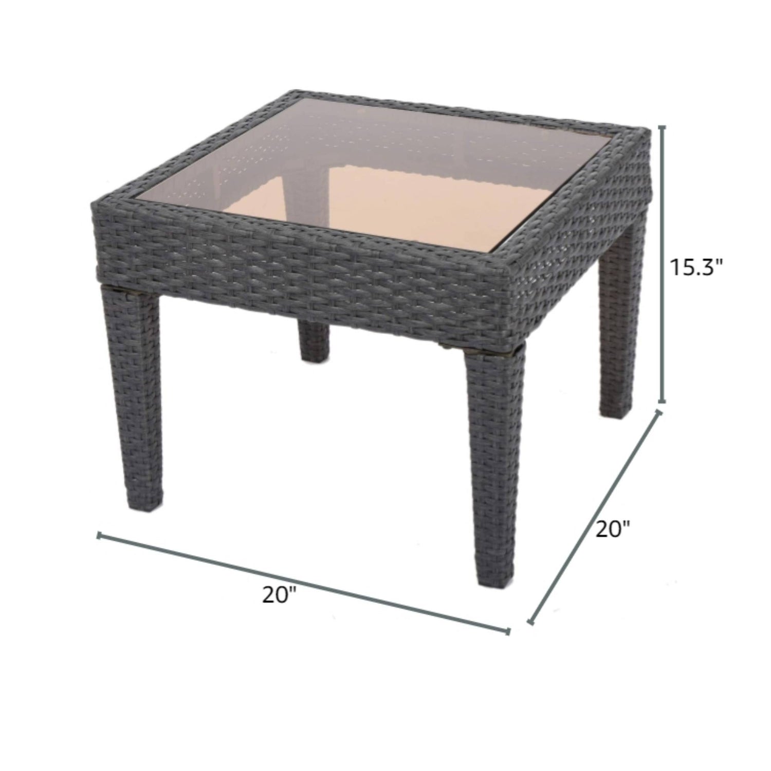 Nebulosity - Outdoor Accent Table With Square Glass Top - Brown Multi