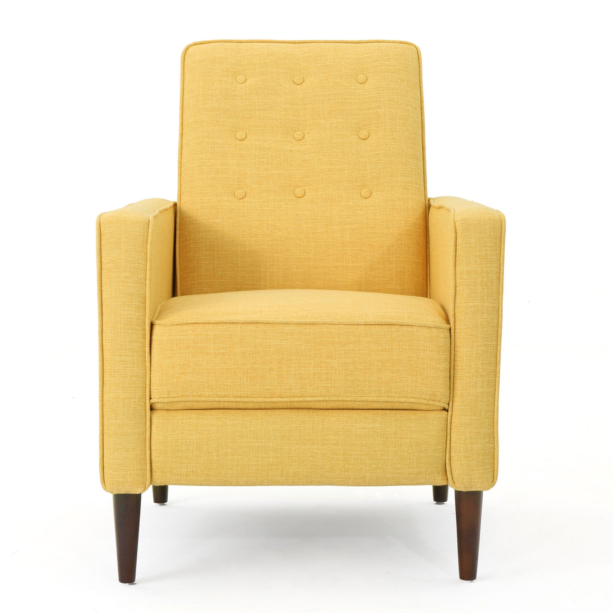 Mid - Century Modern Recliner With Button Tufted Waffle Stitch - Yellow