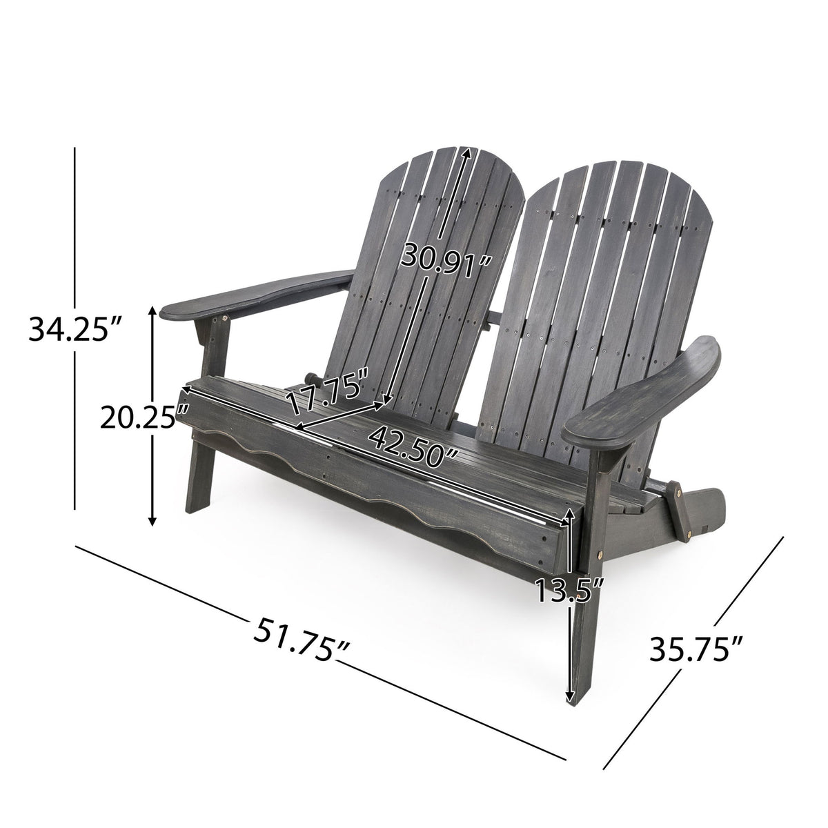 Outdoor Adirondack Rocking Loveseat With Hand Crafted Details
