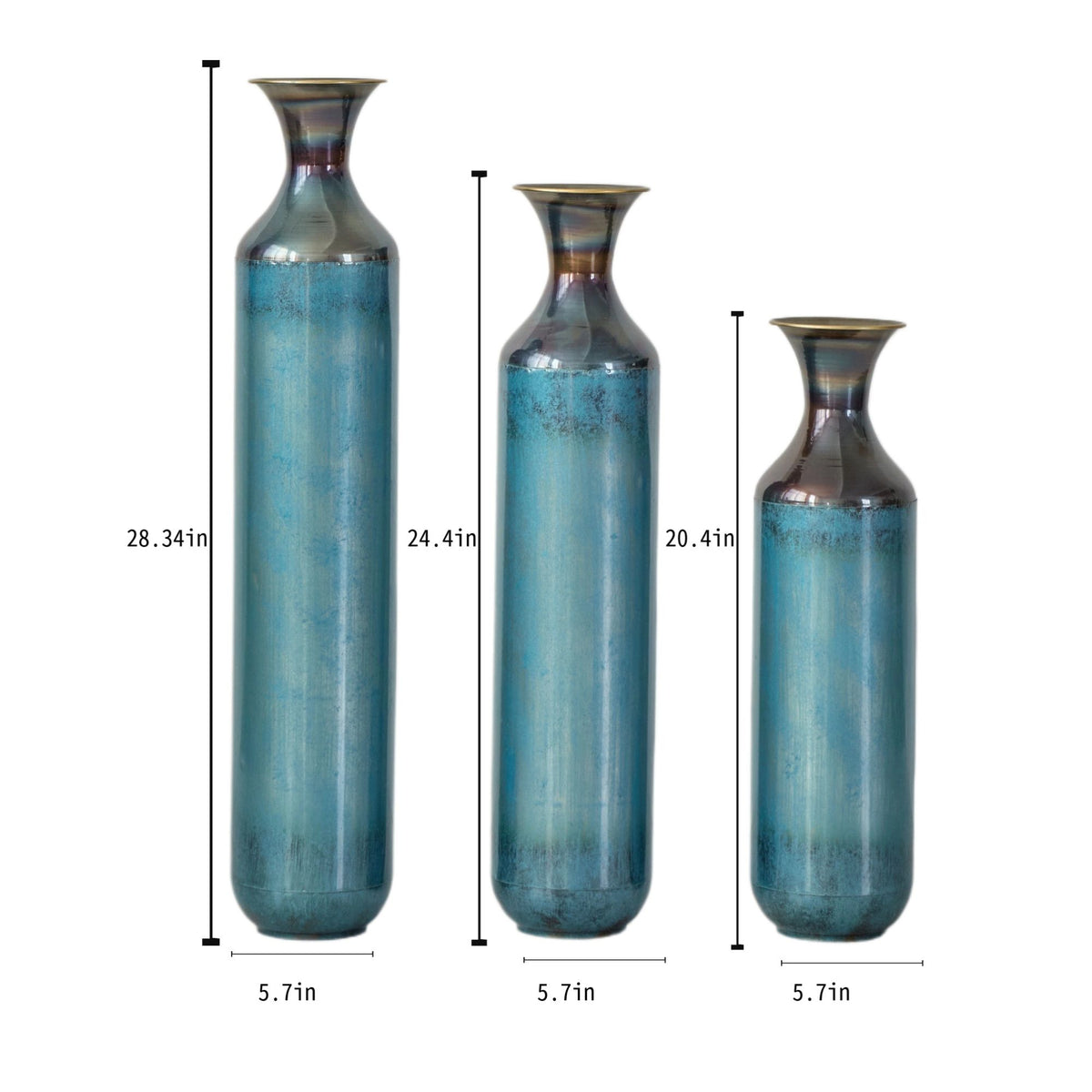 Modern Droplet Shaped Floor Vase Set, 3 Piece Home Decor