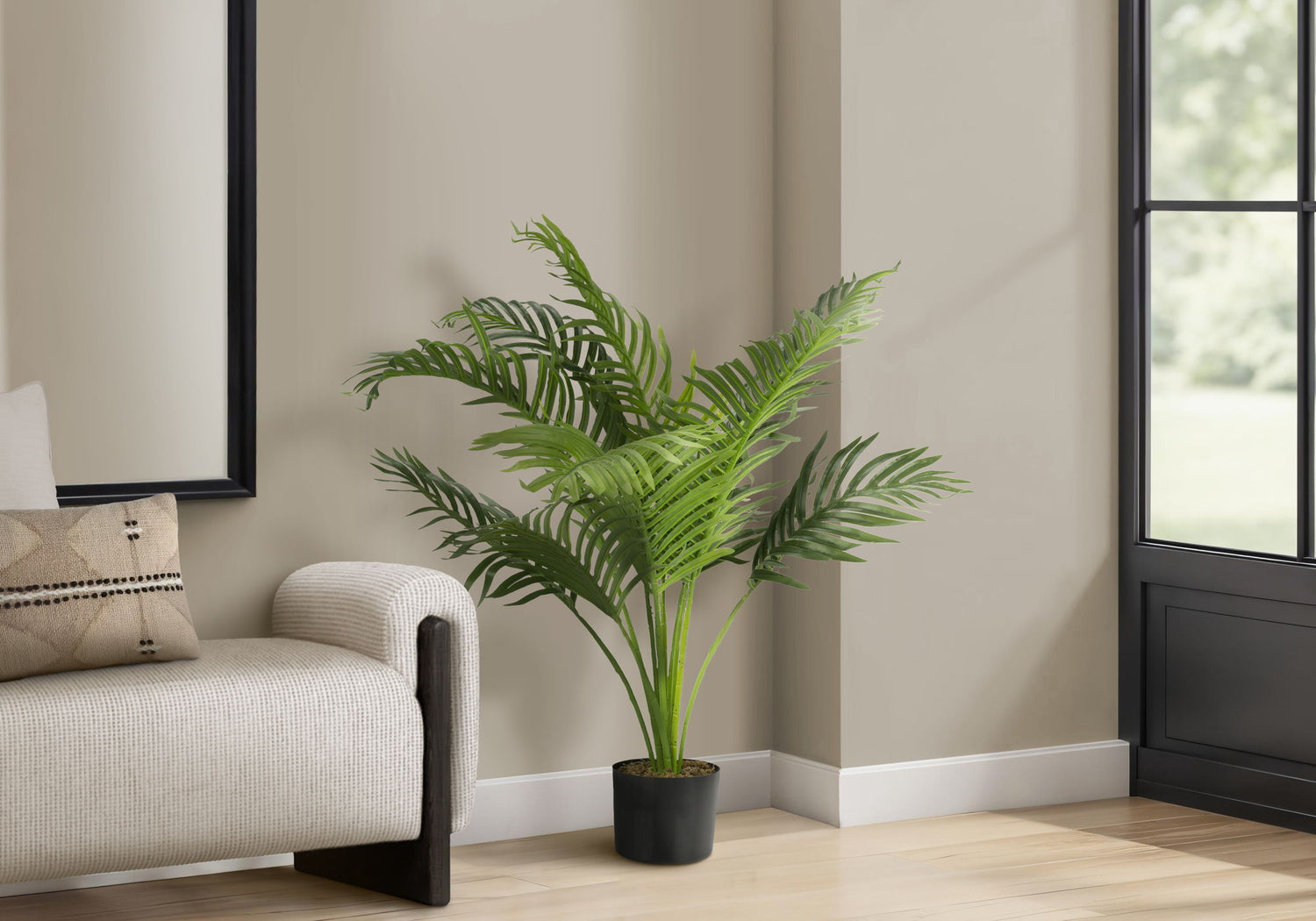 34" Tall, Artificial Plant, Palm Tree, Indoor, Faux, Fake, Floor, Greenery, Potted, Real Touch, Decorative - Green / Black