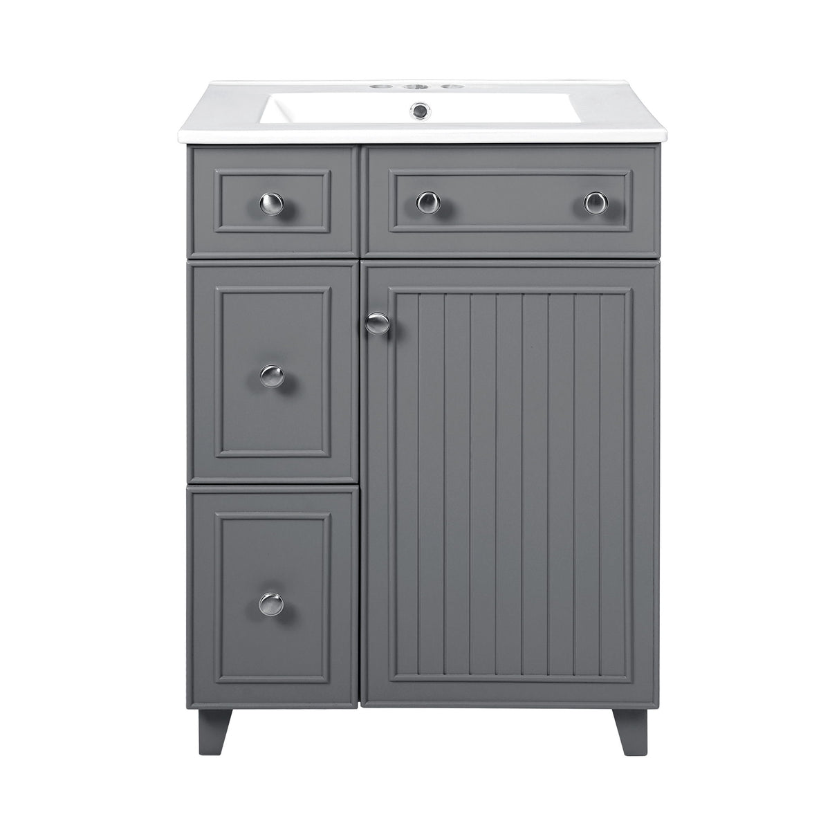 Transitional Style Bathroom Vanity Cabinet With Ceramic Sink