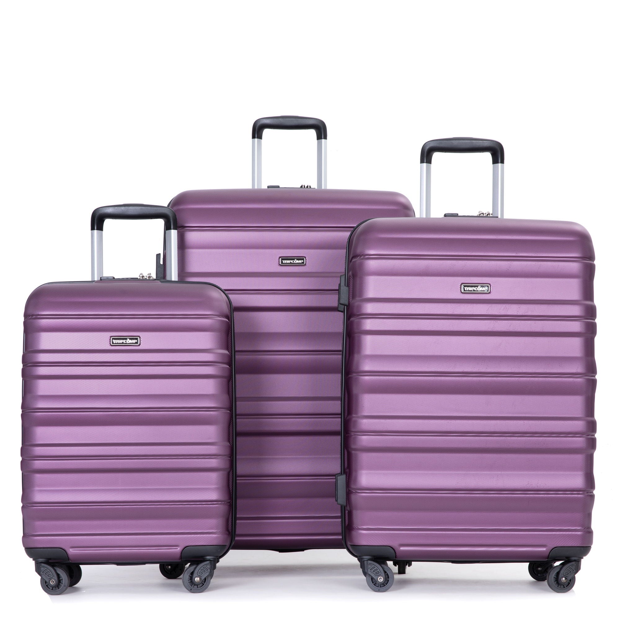 Expandable 3 Piece Luggage Sets Pc Lightweight & Durable Suitcase With Two Hooks, Spinner Wheels, Tsa Lock, (21/25/29) - Dark Purple