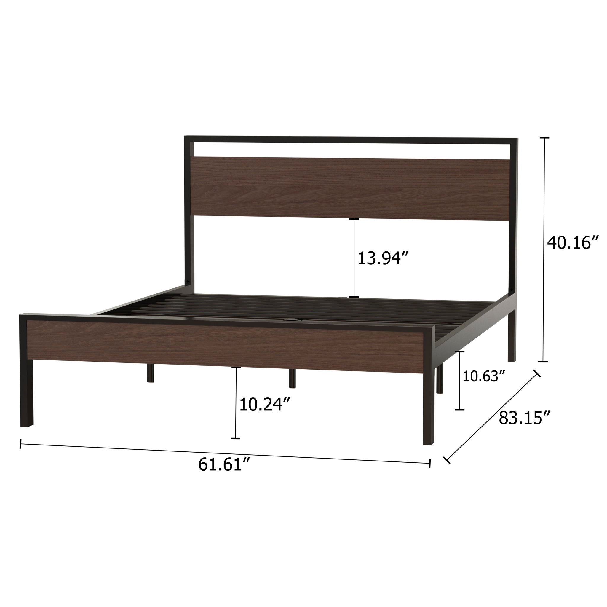 Ceres - Metal Bed With Wood Headboard & Footboard