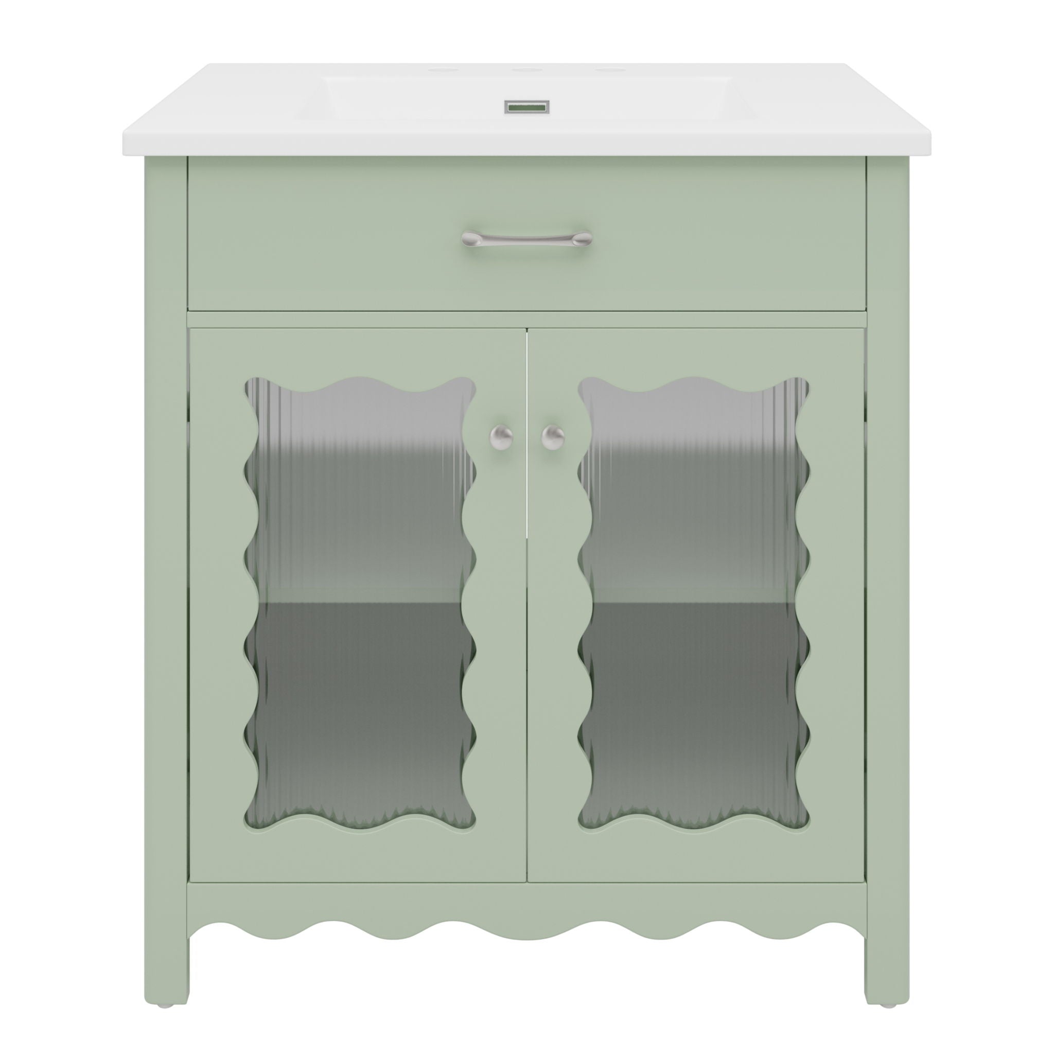 Modern Bathroom Vanity With Tempered Glass Doors