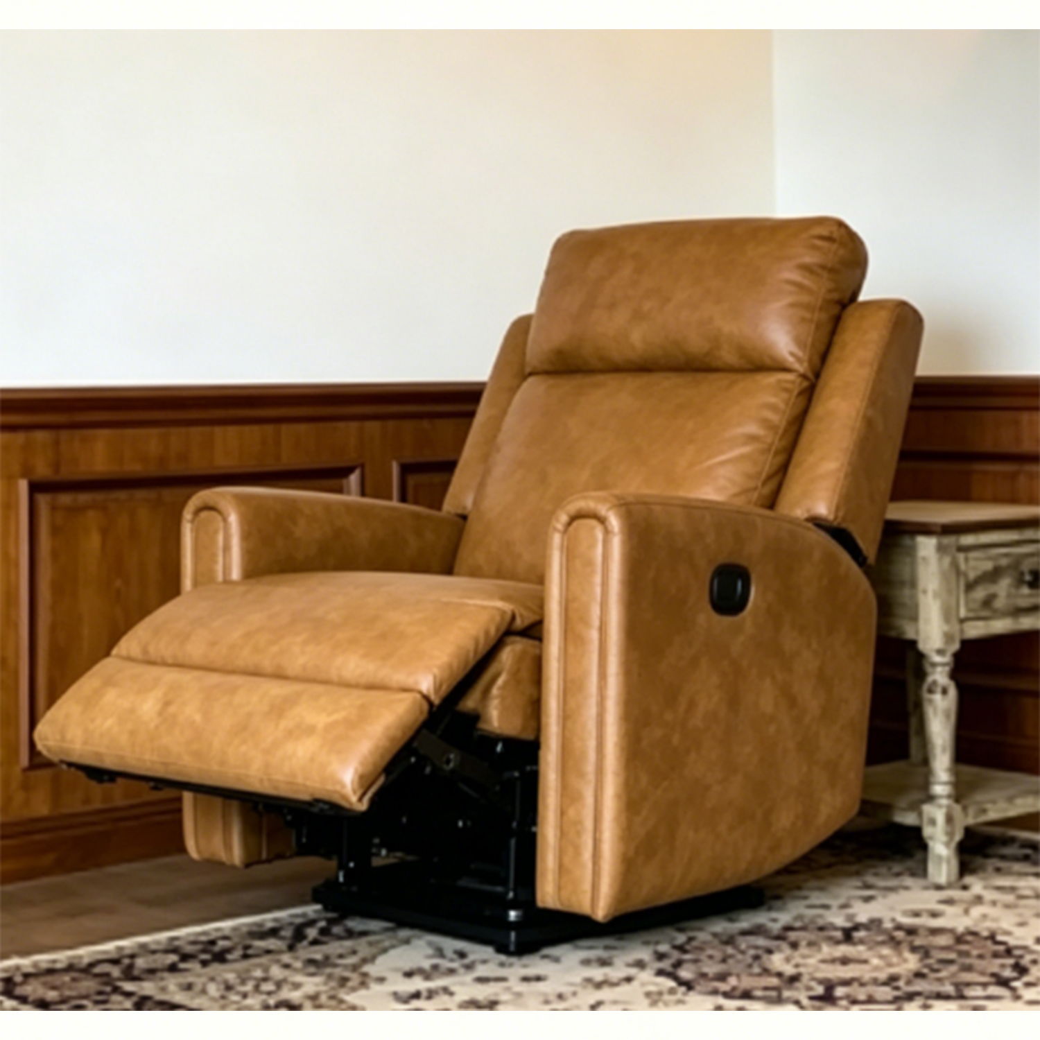 Manual Button Lounge Chair With 360 Degree Rotation - Yellow