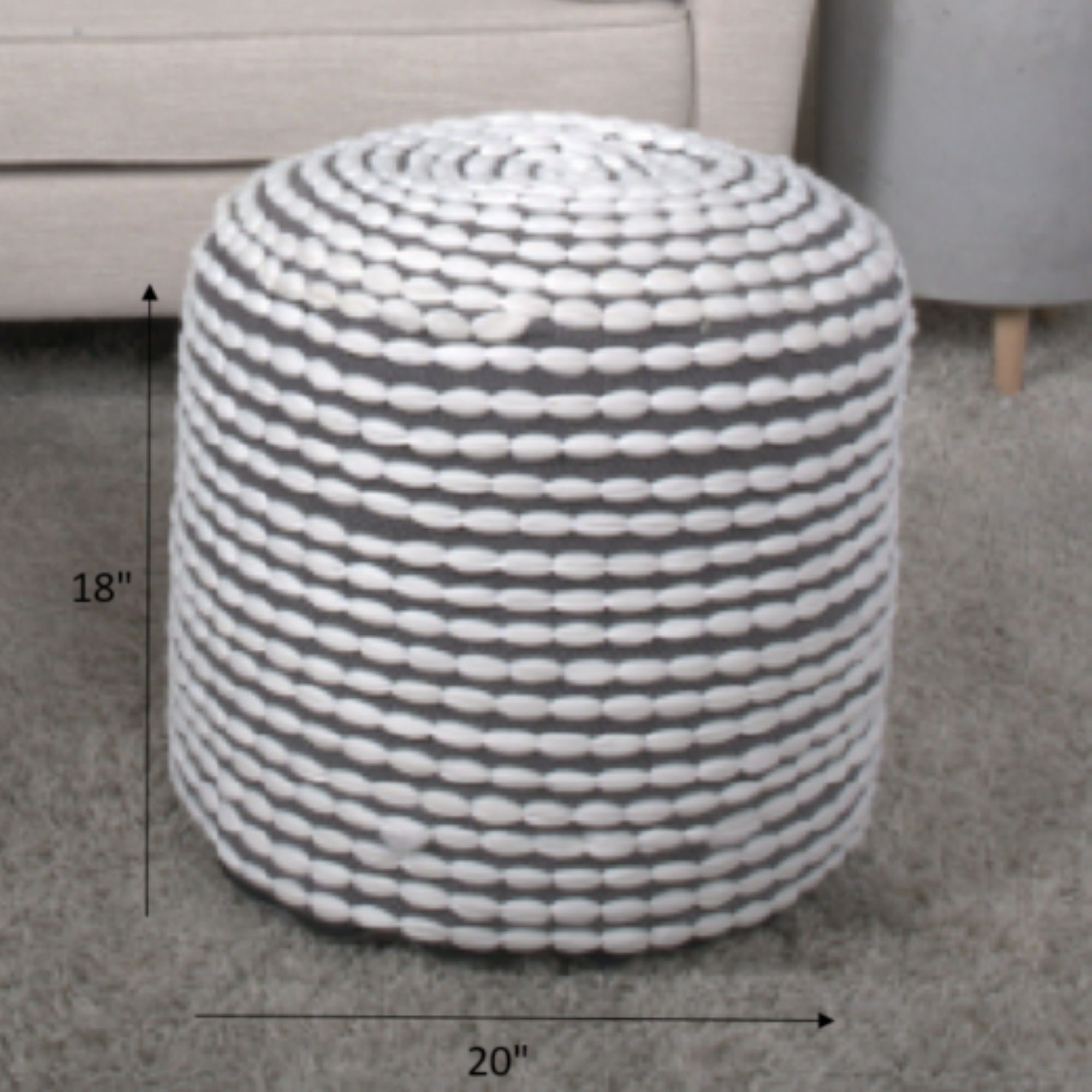 River - Handcrafted Cylindrical Pouf Water Resistant Fabric