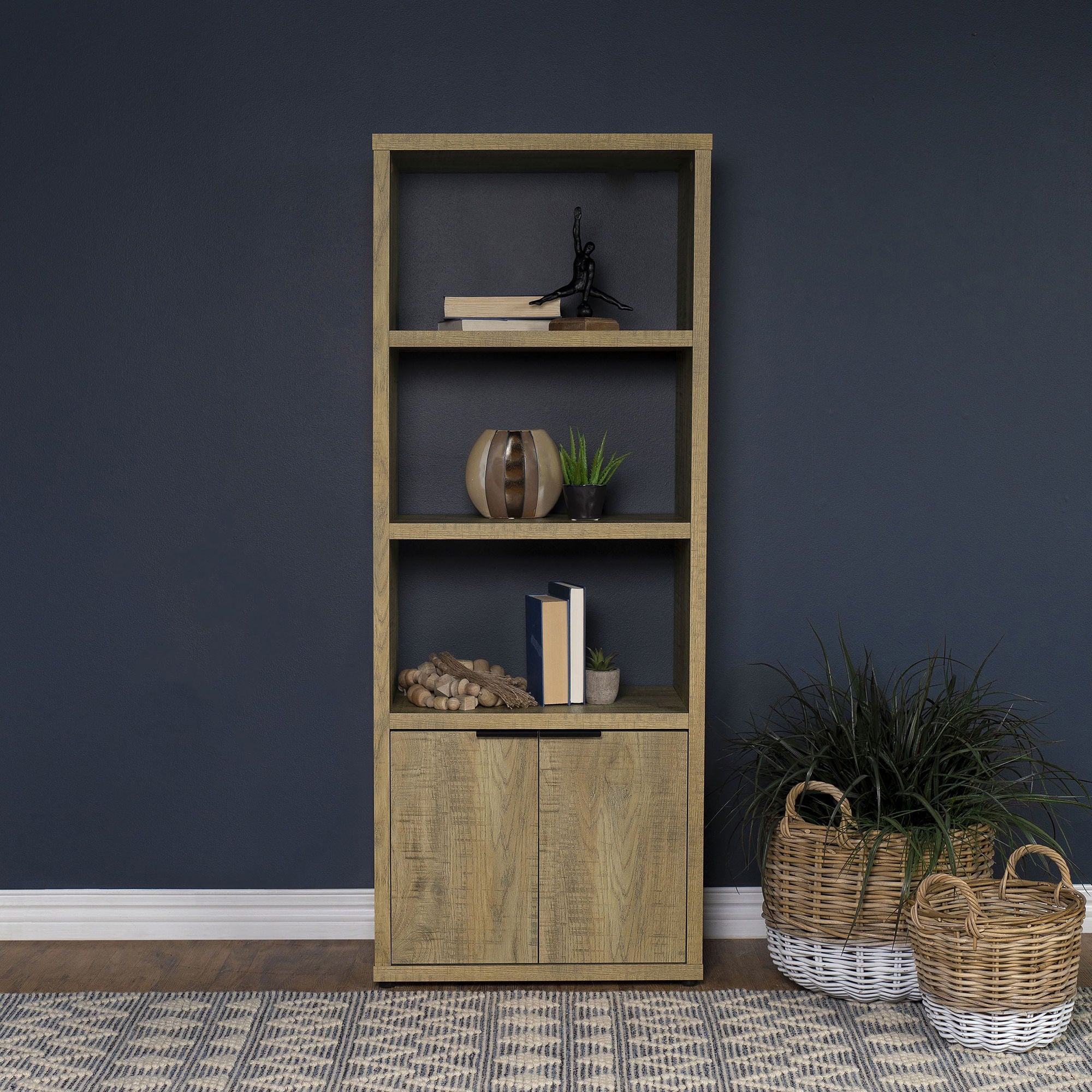Noriega - 3 Shelf Media Tower With Open Shelves And Hidden Cabinet Storage - Mango Color
