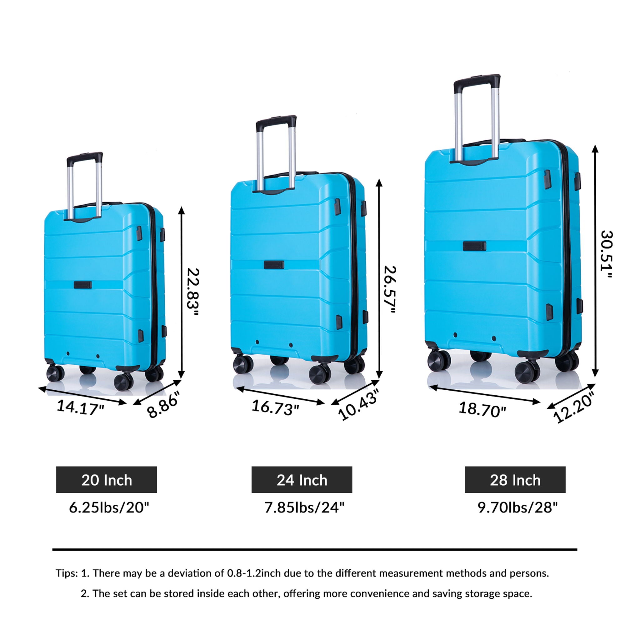 Hardshell Suitcase Spinner Wheels Lightweight Durable Suitcase With Tsa Lock, 3 Piece Set