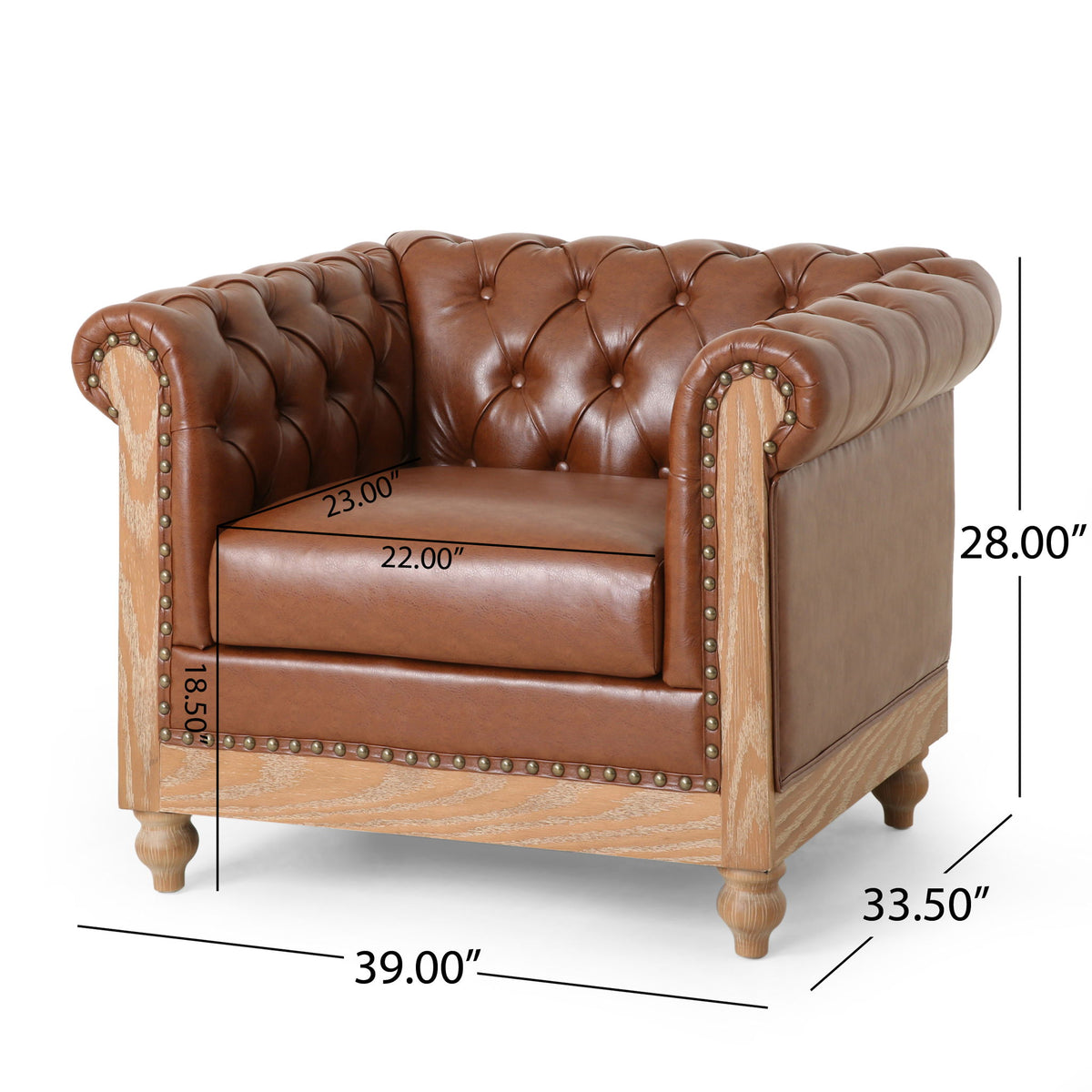 Luminex - Tufted Upholstered Club Chair With Nailhead Accents And Scrolled Tuxedo Arms