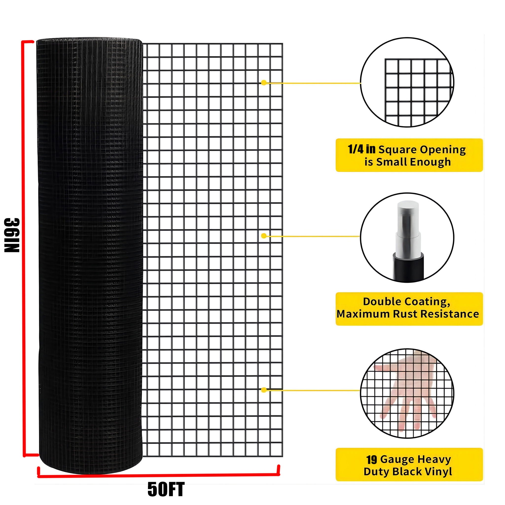 Vinyl Coated Hardware Cloth 19 Gauge Welded Wire Fence For Poultry Netting And Chicken Coop - Black